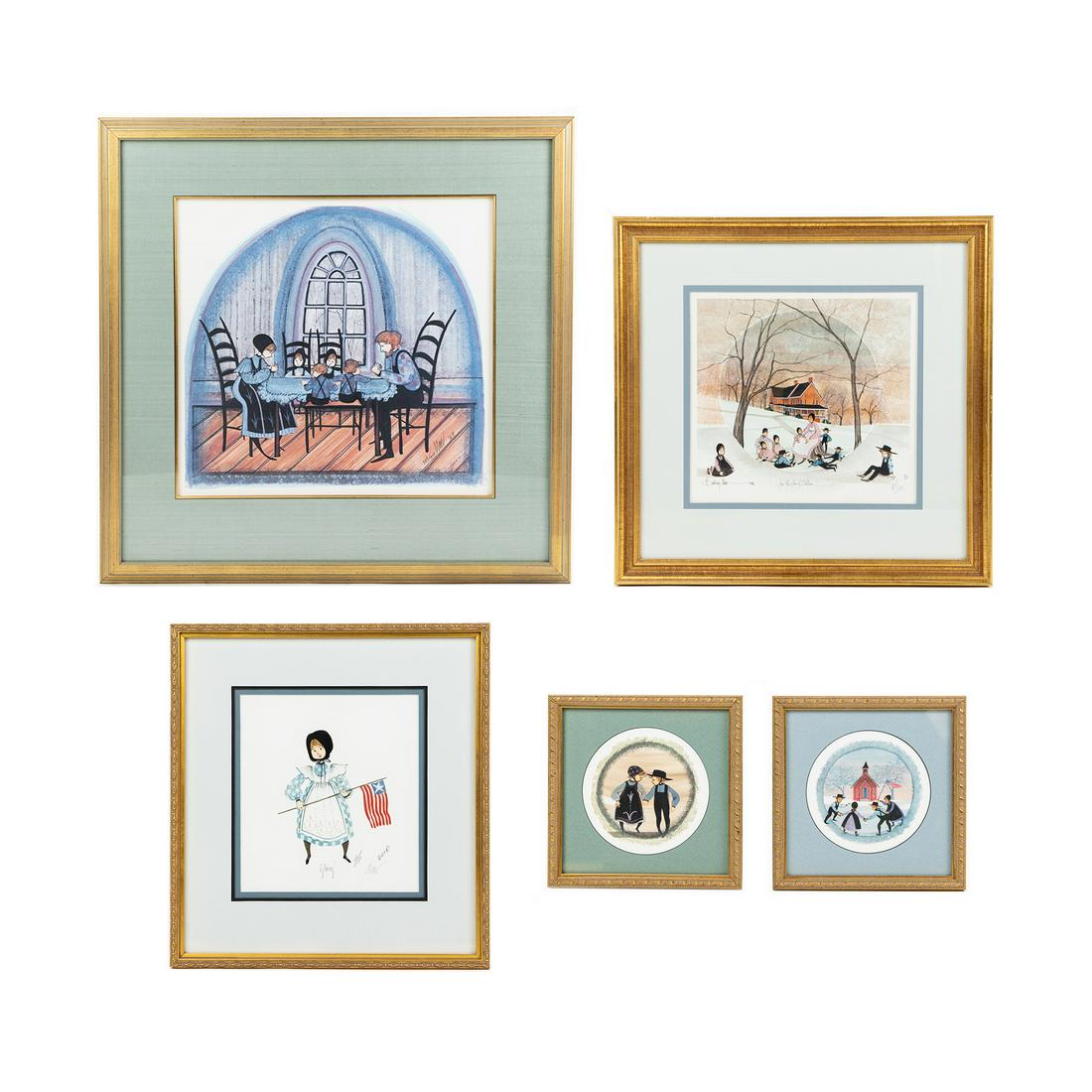 (5) Collection of P. Buckley Moss Lithographs Signed (1 of 15)