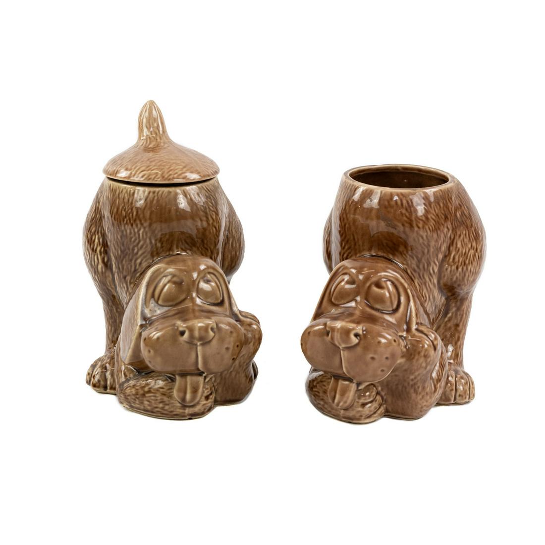 (2) Pair of McCoy Pottery Thinking Dog 0272 Cookie Jars (1 of 6)