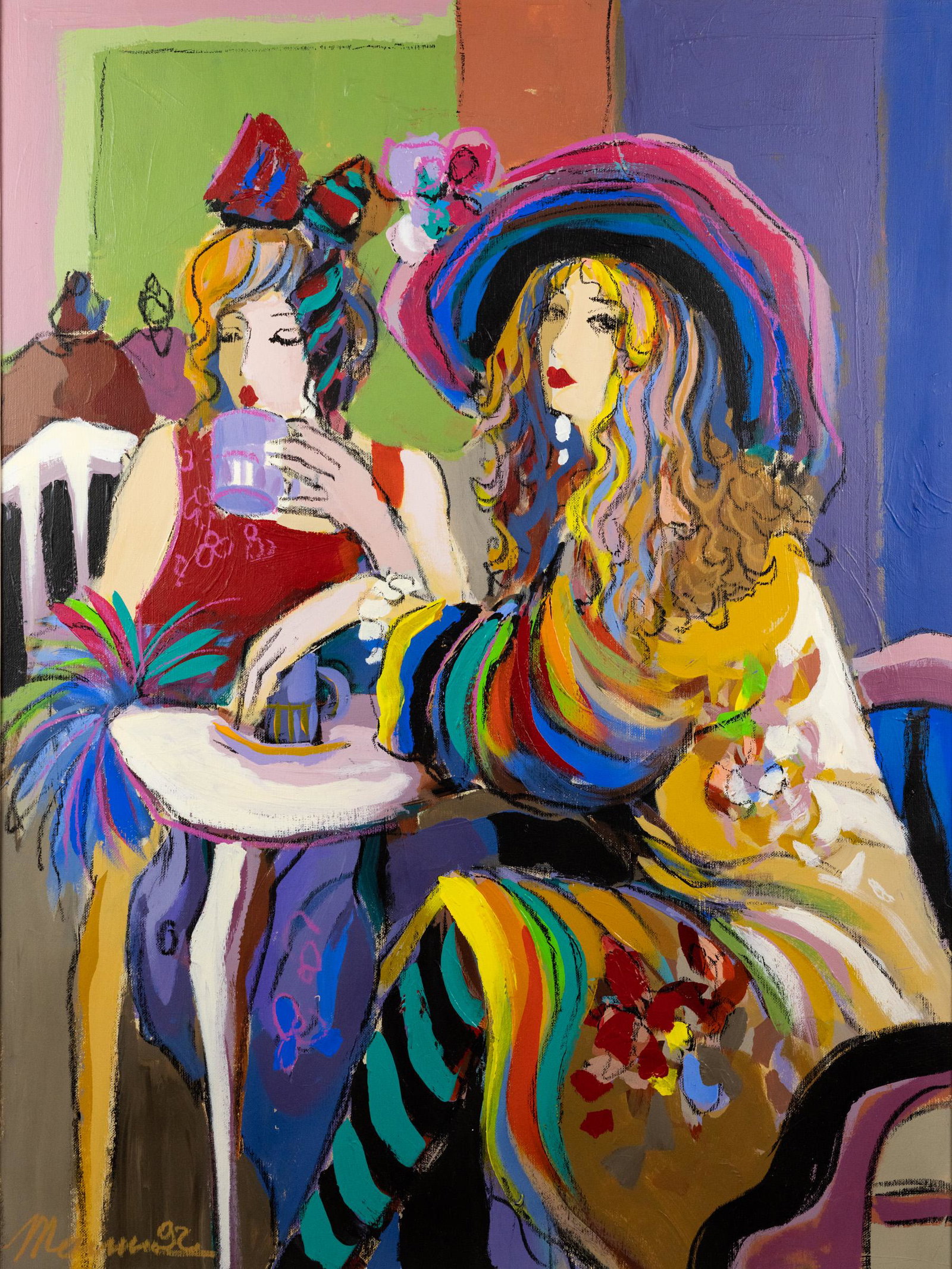 Isaac Maimon 'Cafe Scene' Acrylic on Canvas (1 of 14)