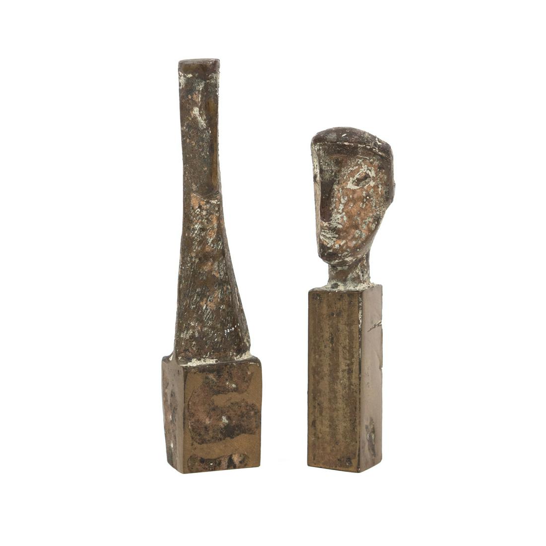 (2) Alberto Giacometti Style Miniature Bronze Sculptures (1 of 7)