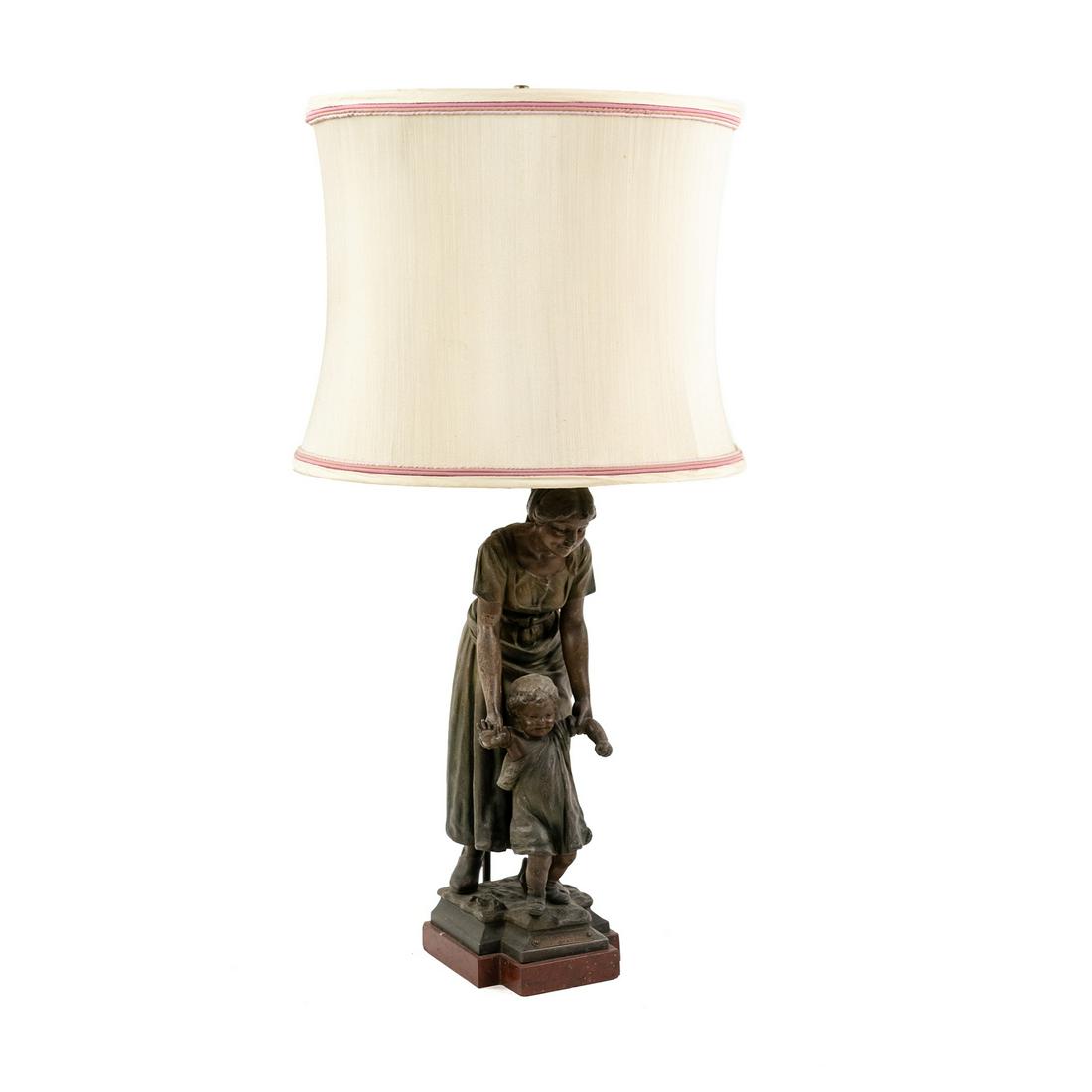 After AJ Scotte 'Premiers Pas' Spelter Figurine Lamp (1 of 11)