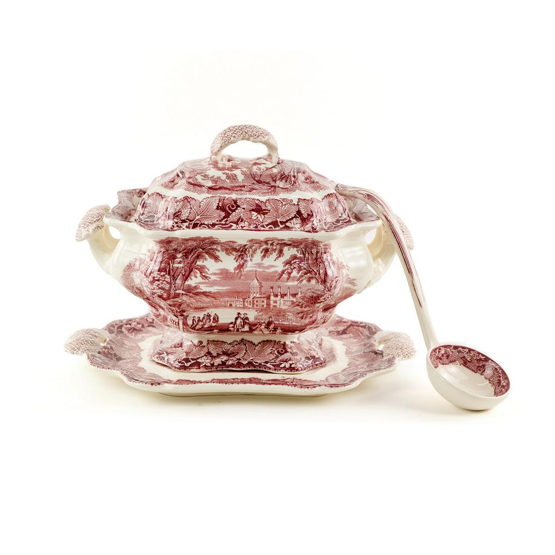 Mason's England Vista Pink Bedford Tureen Spoon and Plate (1 of 13)