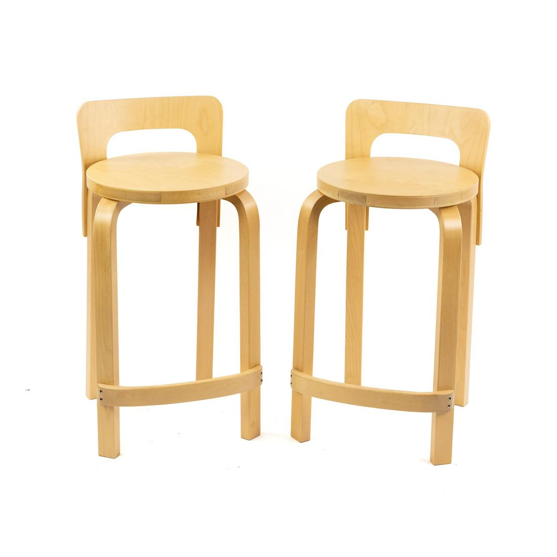 (2) Pair Alvar Aalto Birch K65 High Chair Stools for Artek (1 of 10)