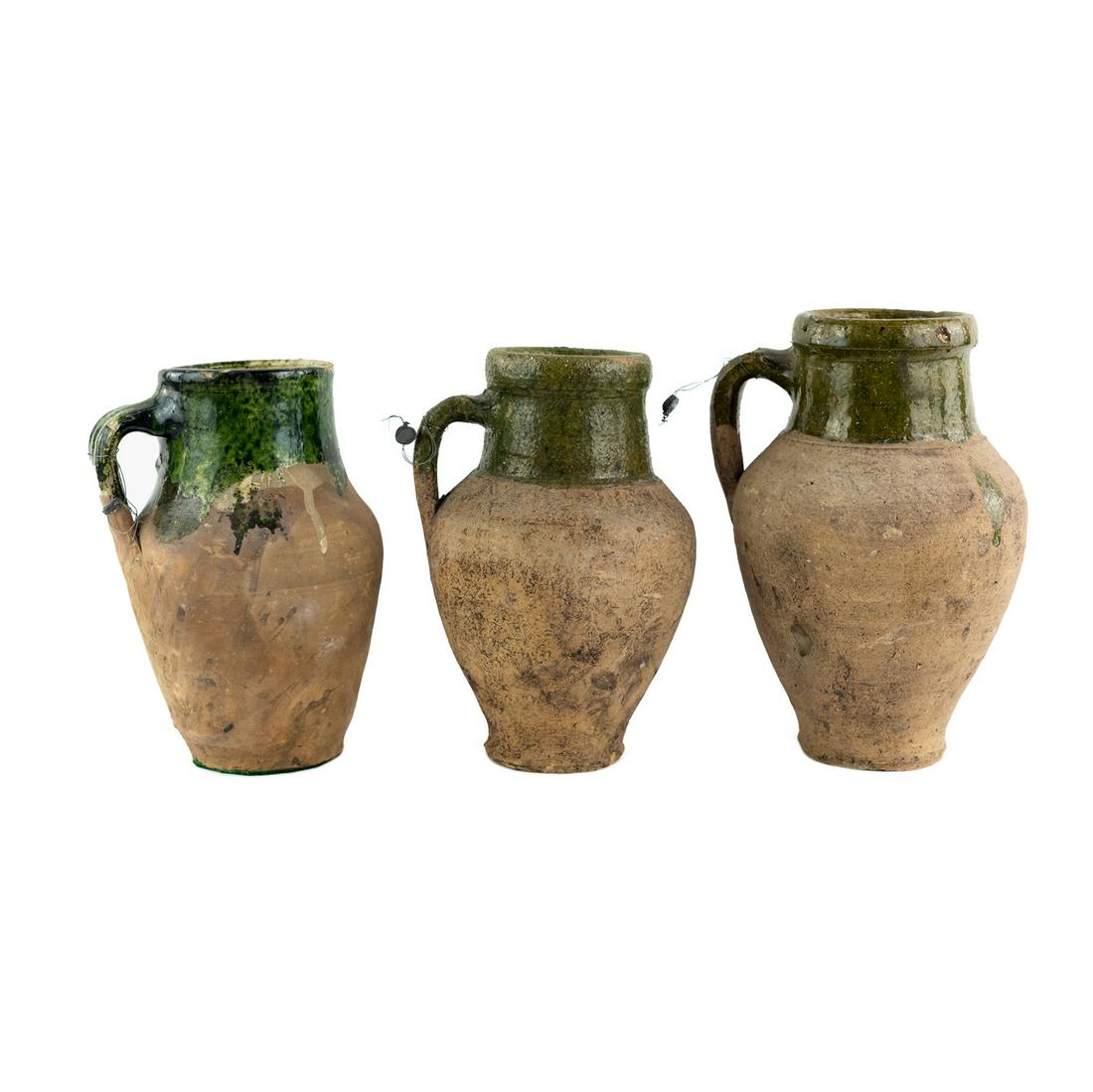(3) Group of French Terracotta Glazed Vessels (1 of 8)
