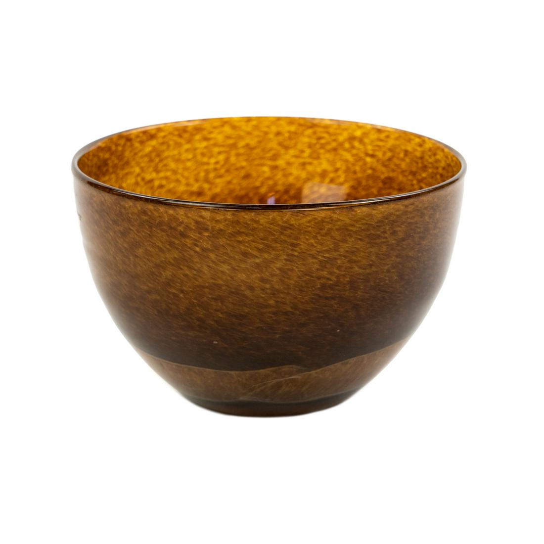 Murano Style Amber Speckled Wave Glass Bowl (1 of 10)