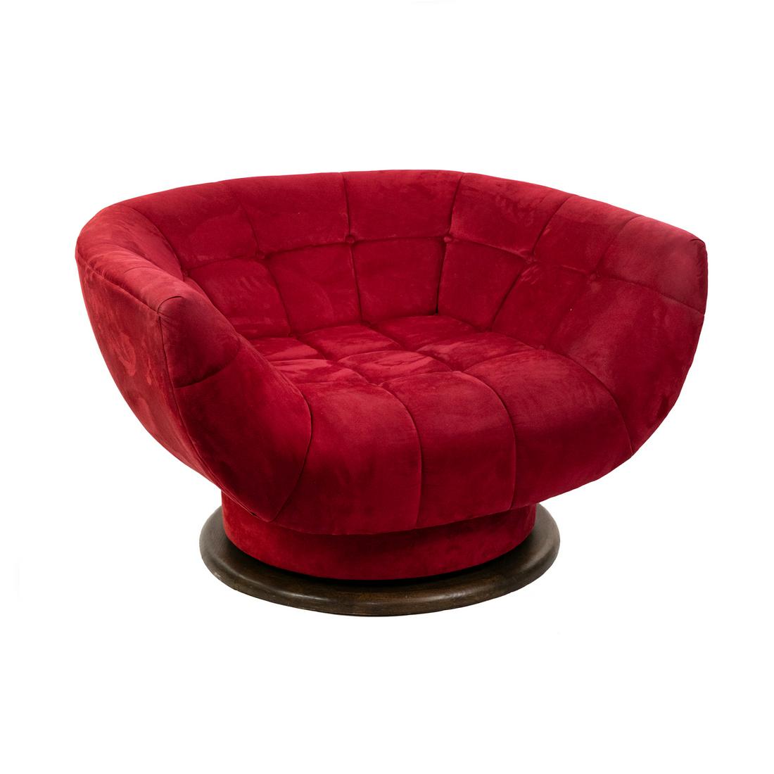 Adrian Pearsall Oversized Suede Swivel Tub Lounge Chair (1 of 12)