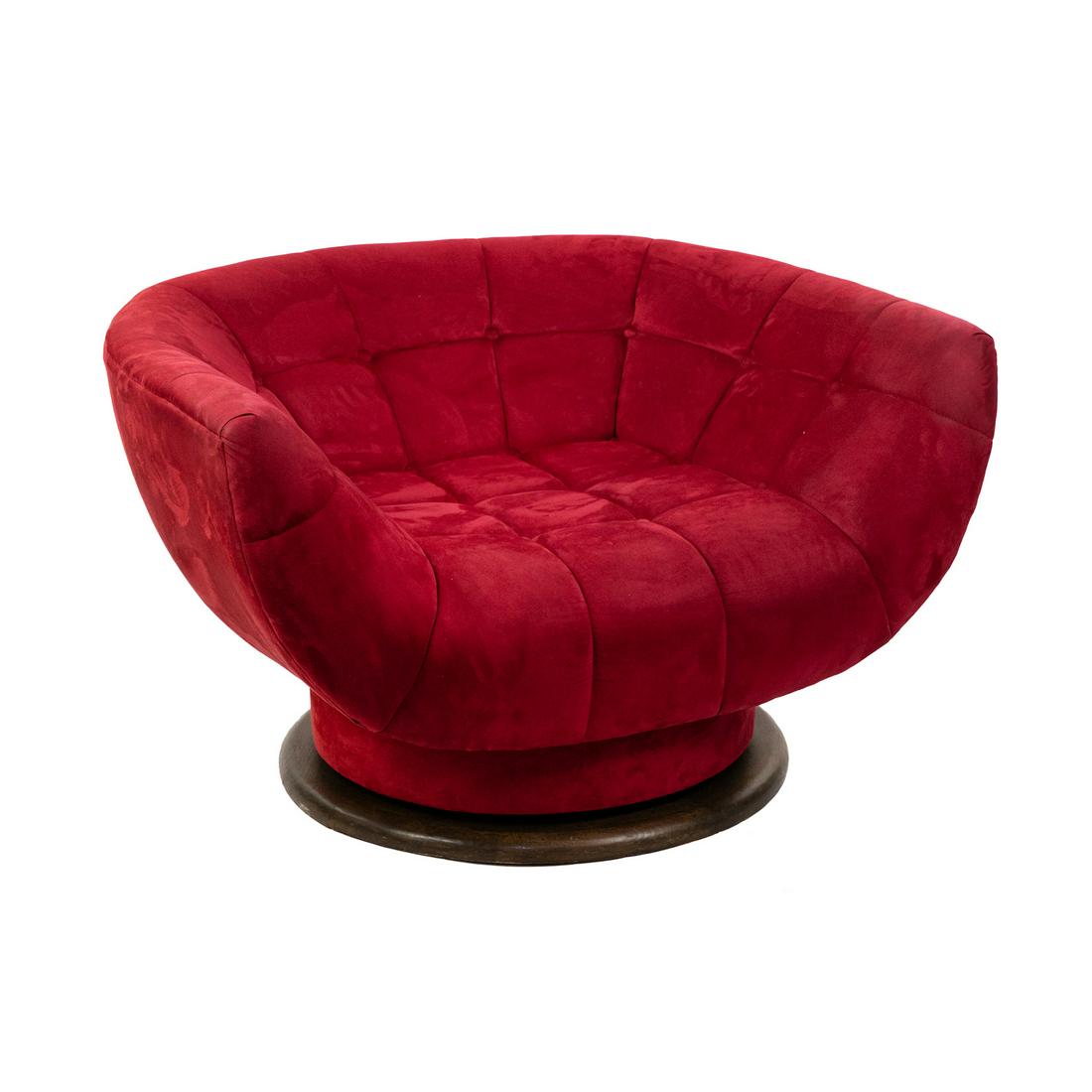 Adrian Pearsall Oversized Suede Swivel Tub Lounge Chair (1 of 13)