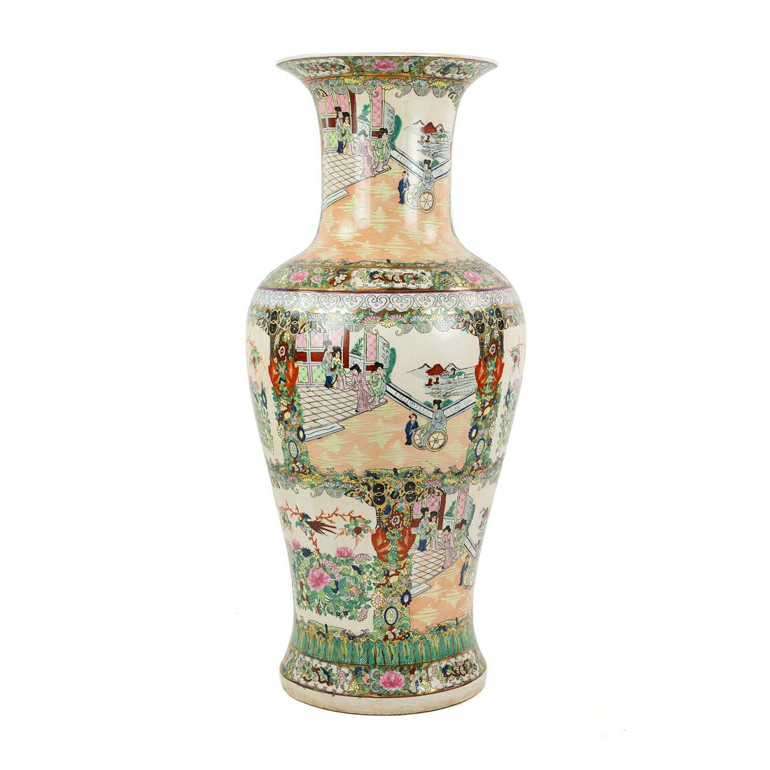 20th C. Chinese Export Famille Rose Floor Vase Macau (1 of 20)
