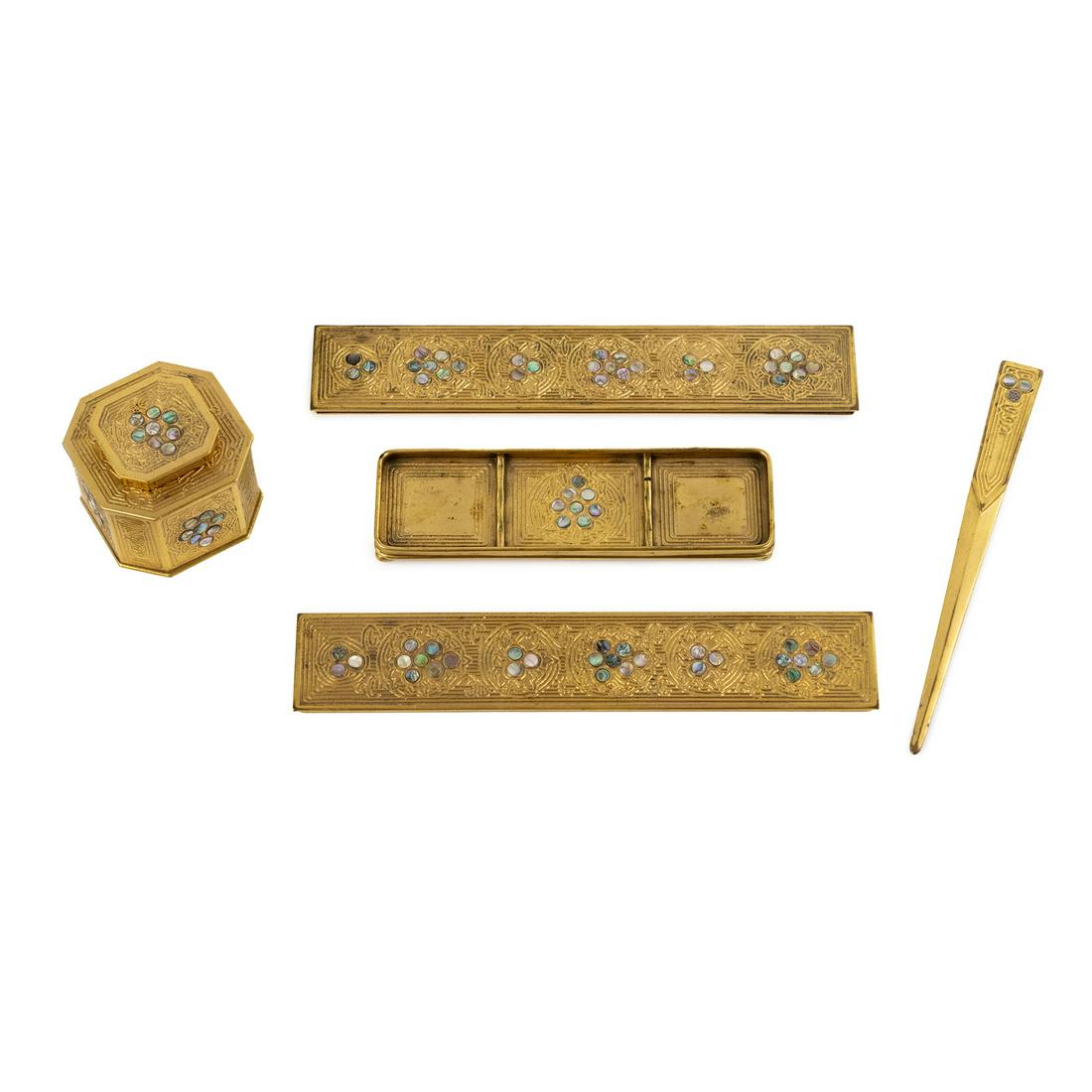 (5) Tiffany Studios Abalone Pattern Bronze Desk Set (1 of 20)
