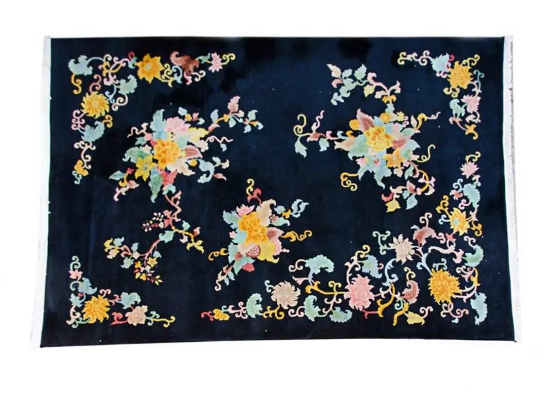 1920s Republic Chinese Floral Hand Knotted Wool Rug (1 of 9)