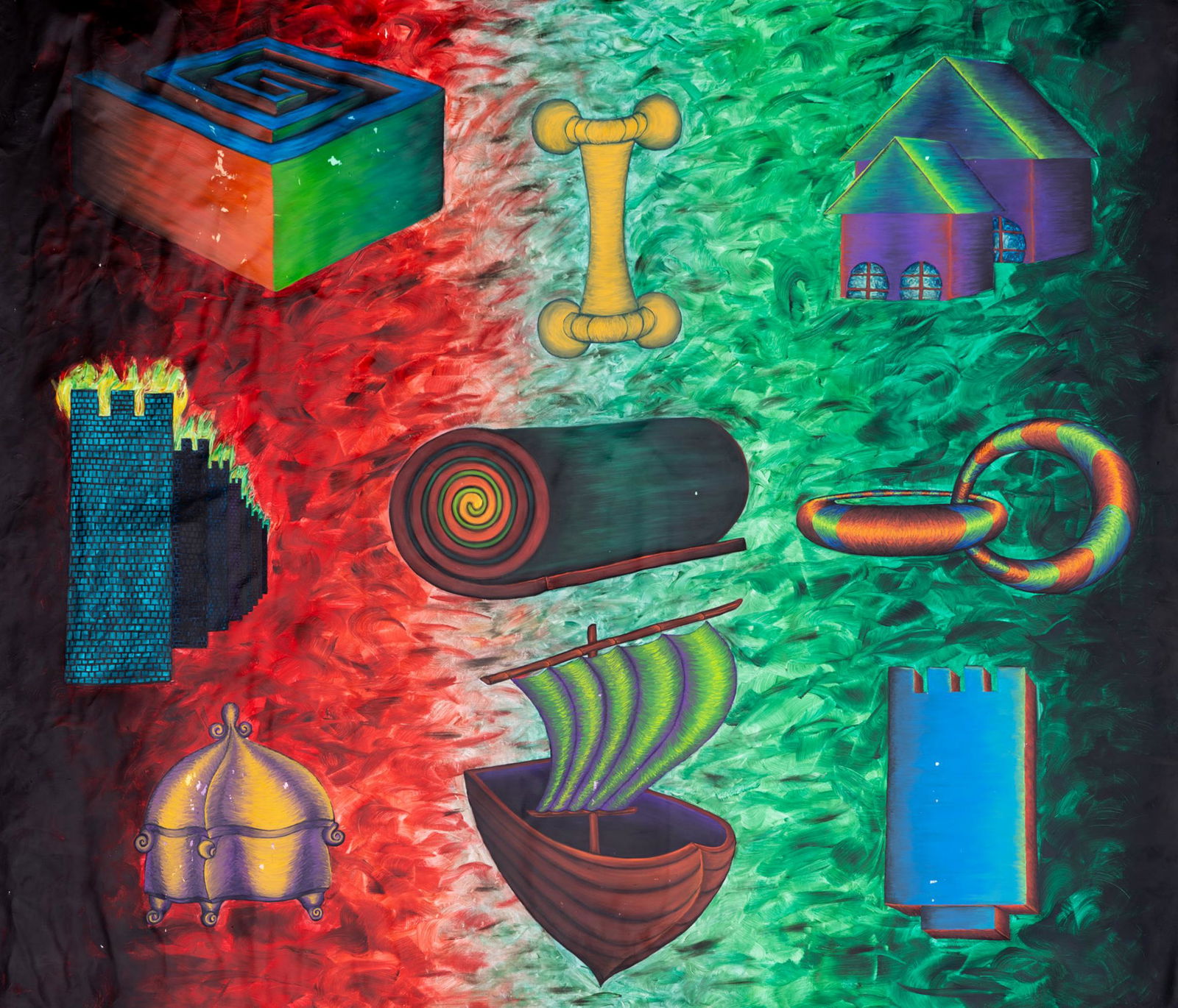 Monumental 93 x 105 Inch Abstract Collage O/C Painting (1 of 13)