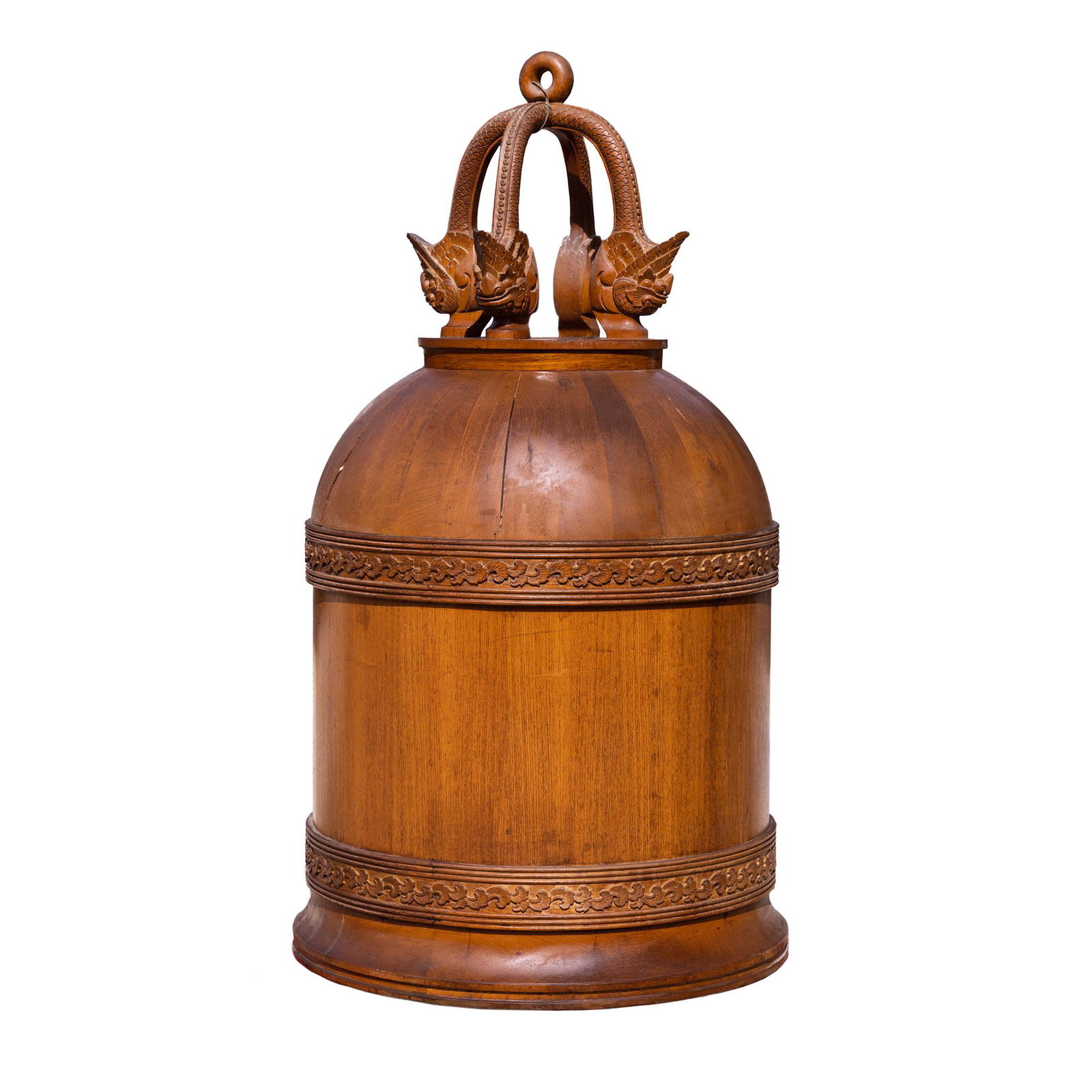 Monumental 5.5ft Teak Tibetan Temple Style Bell Light (1 of 13)