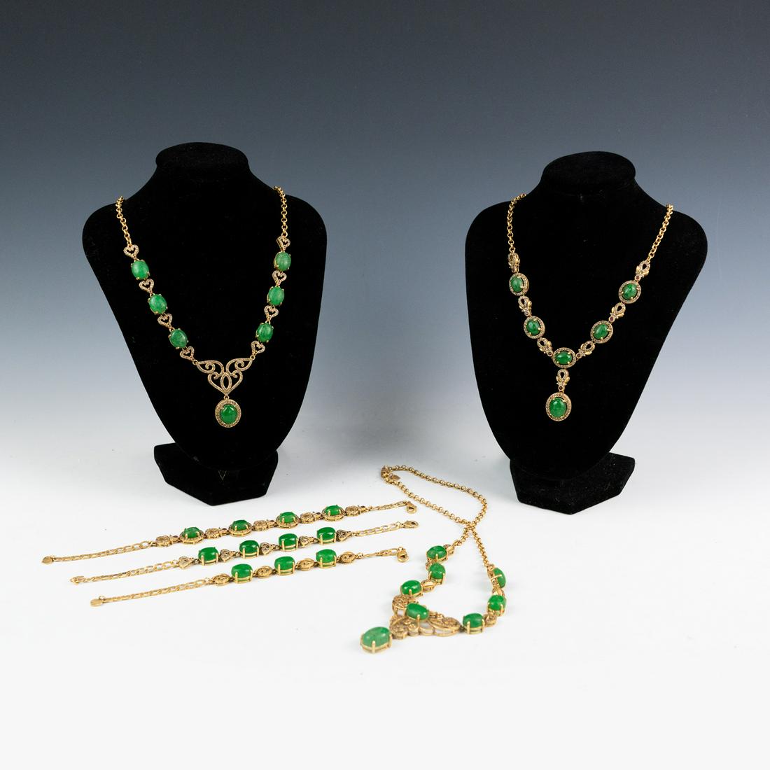 (6) Chinese Green Jade and Brass Jewelry Set (1 of 15)