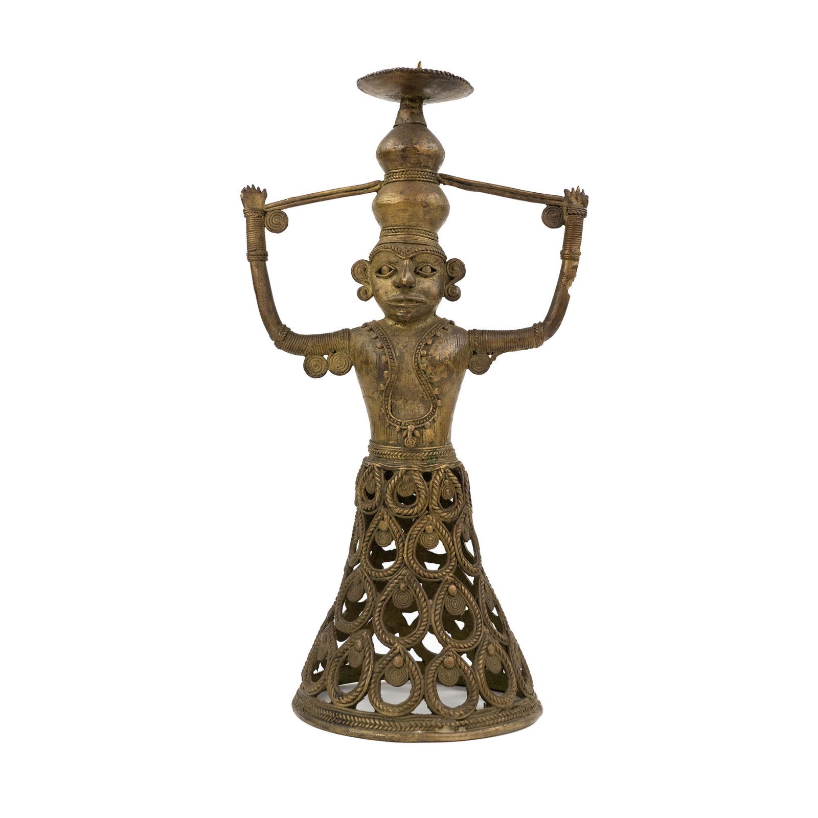Brass Dhokra Woman Candle Stick Stand (1 of 12)