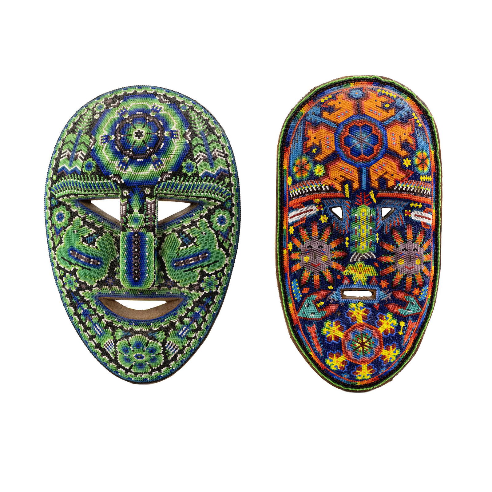 (2) Huichol Hand Beaded Decorative Masks (1 of 8)