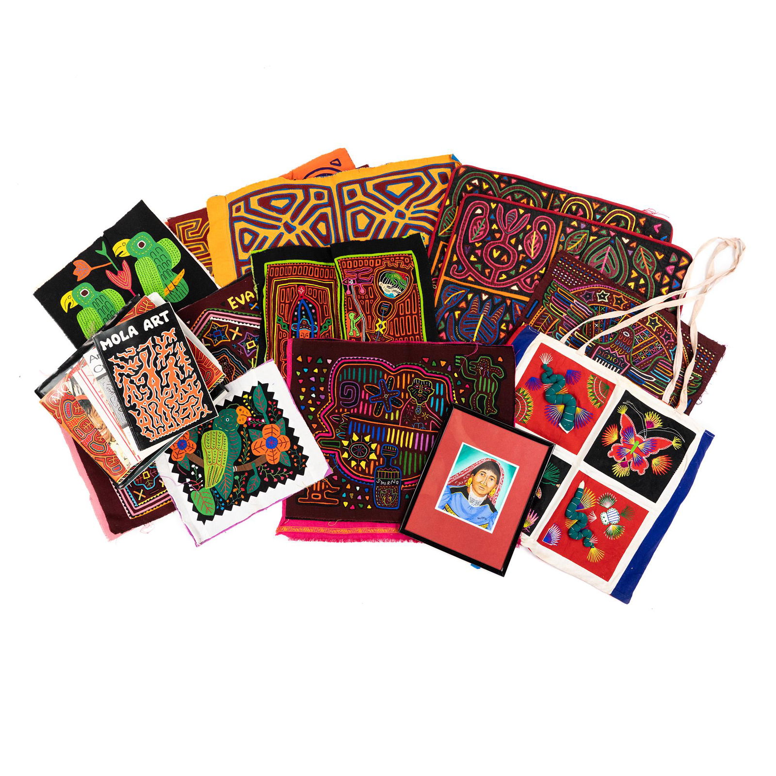 (18) Mola Hand-Stitched Textile Art incl Bag (1 of 7)