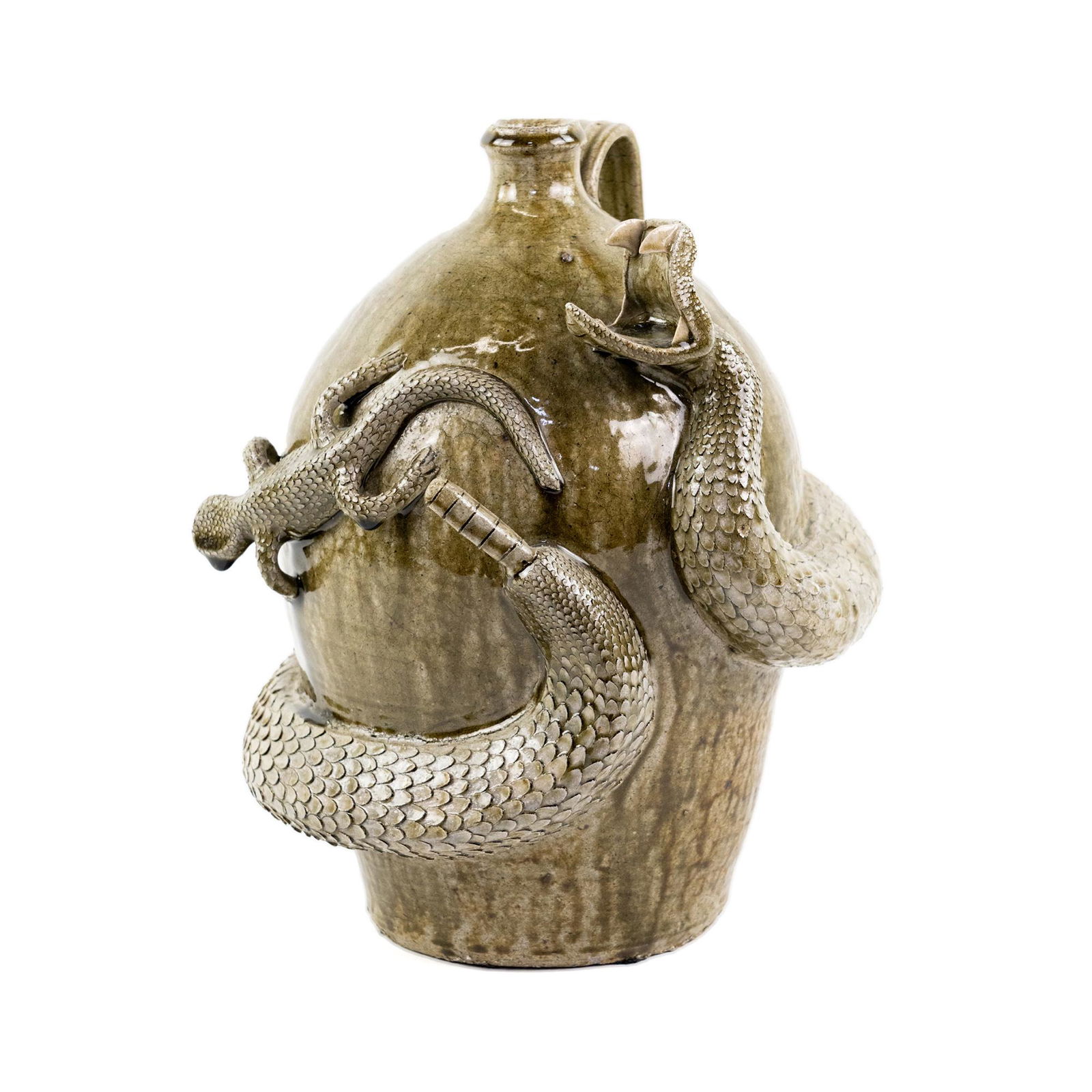 Clint Alderman Folk Art Rattlesnake Ceramic Jug (1 of 15)