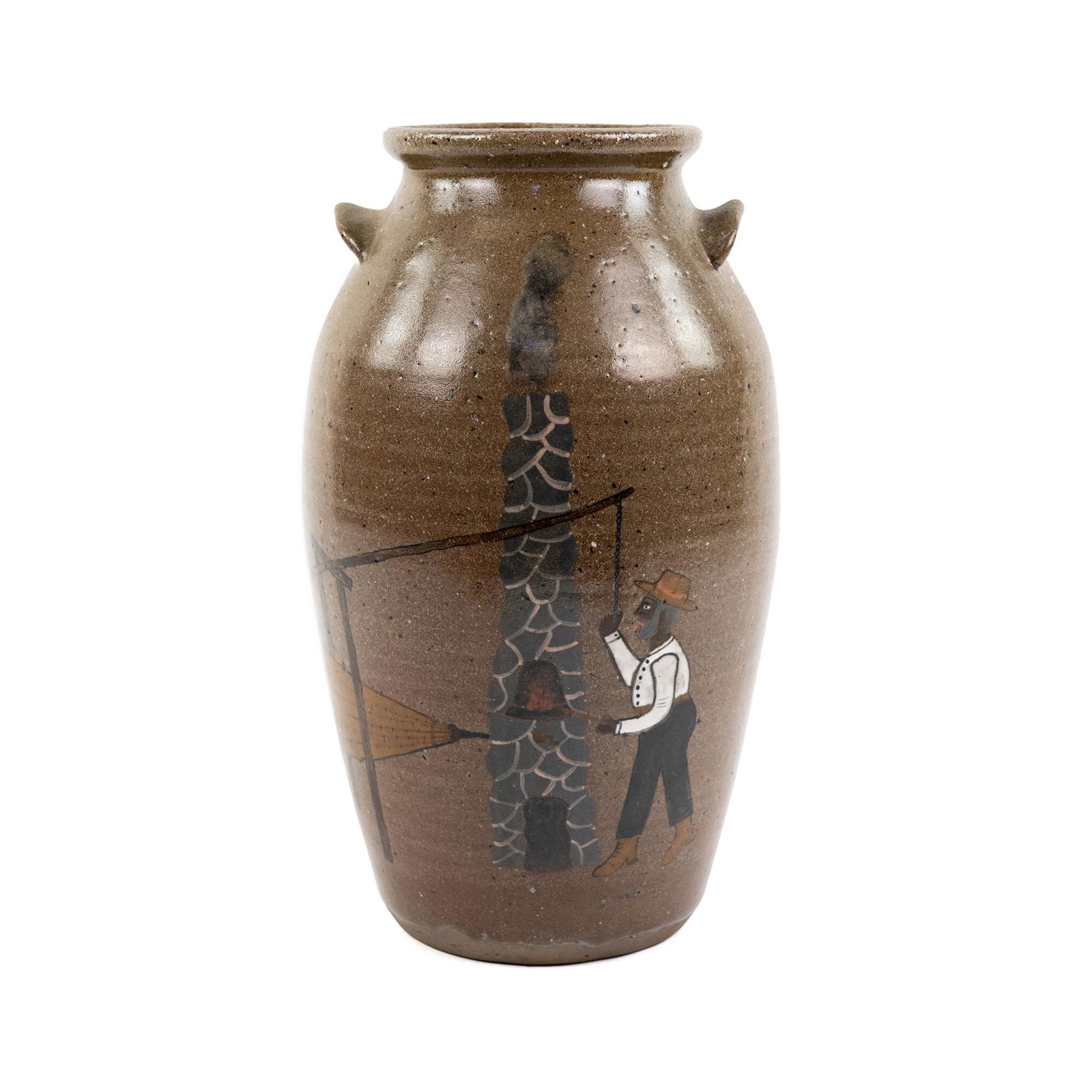 Billy Henson Black Americana Wood Fired Ceramic Jug (1 of 9)