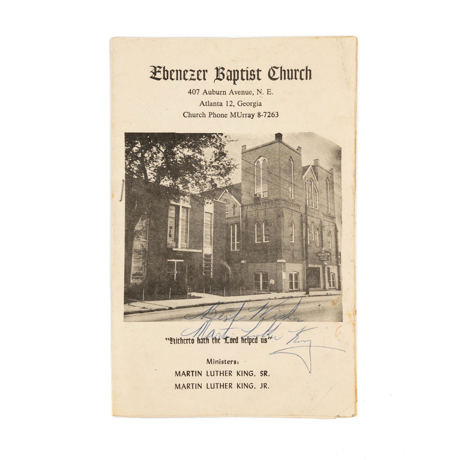Martin Luther King Jr. Signed Ebenezer Church Bulletin (1 of 11)