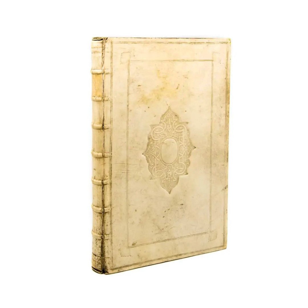 1703 Latin Pig Vellum Book "Appendix Augustiniana": A 1703 Latin pig vellum book titled "Appendix Augustinia". This book covers the meditations of St. Augustine transcribed by a member of Jesuit society. It was published in Antwerp, Belgium by Petrum M