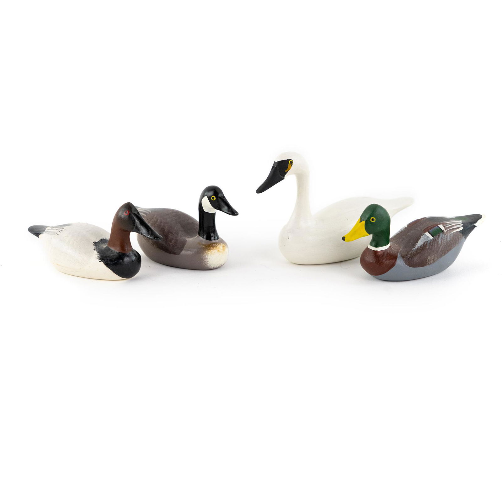 (4) Clarence Bauer Miniature Carved Duck Decoys (1 of 6)