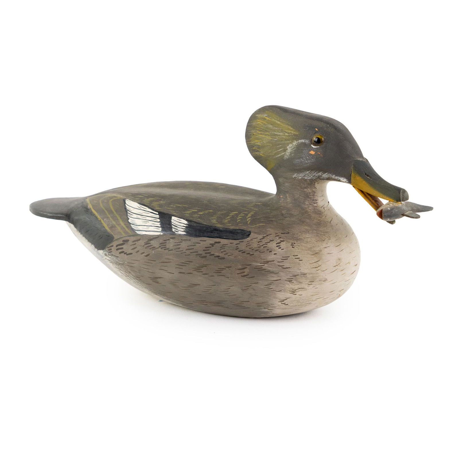Bobby Umphlett Carved Merganser Decoy w/ Fish in Mouth (1 of 10)
