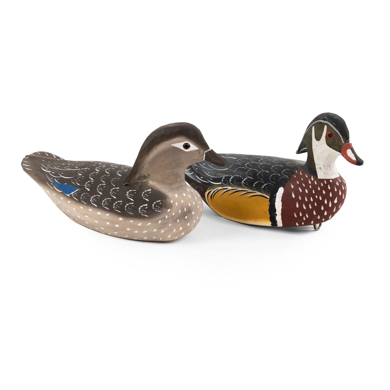 (2) Jimmy Bowden 1995 Carved Wood Duck Decoys (1 of 9)