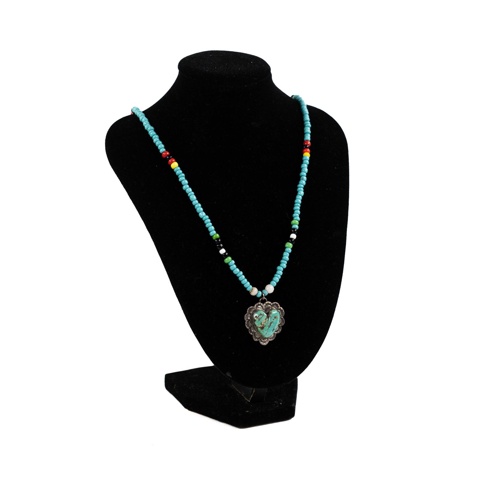 Navajo Sterling Silver & Turquoise Heart Necklace (1 of 6)