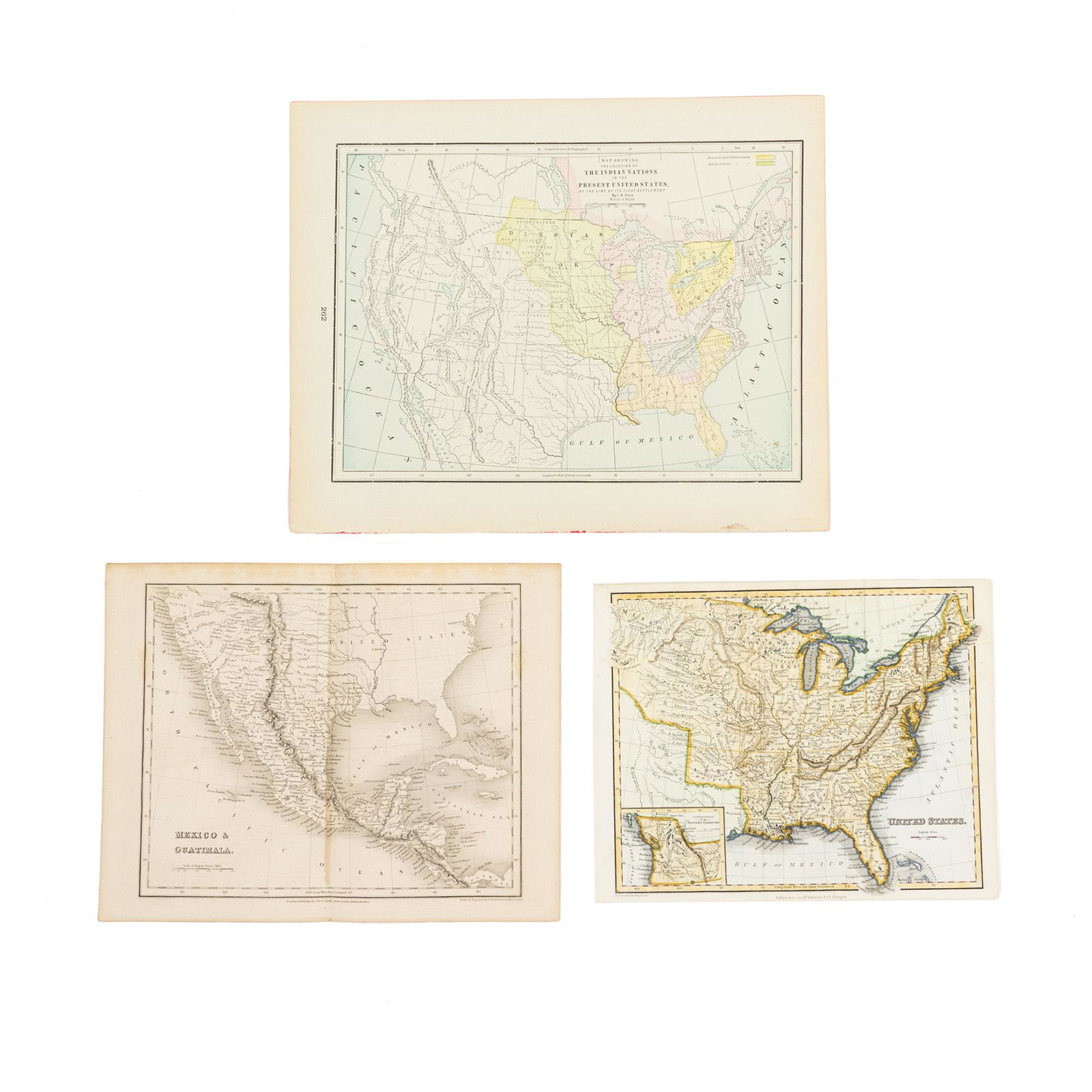 (3) Antique North American Maps incl Indian Nations (1 of 16)