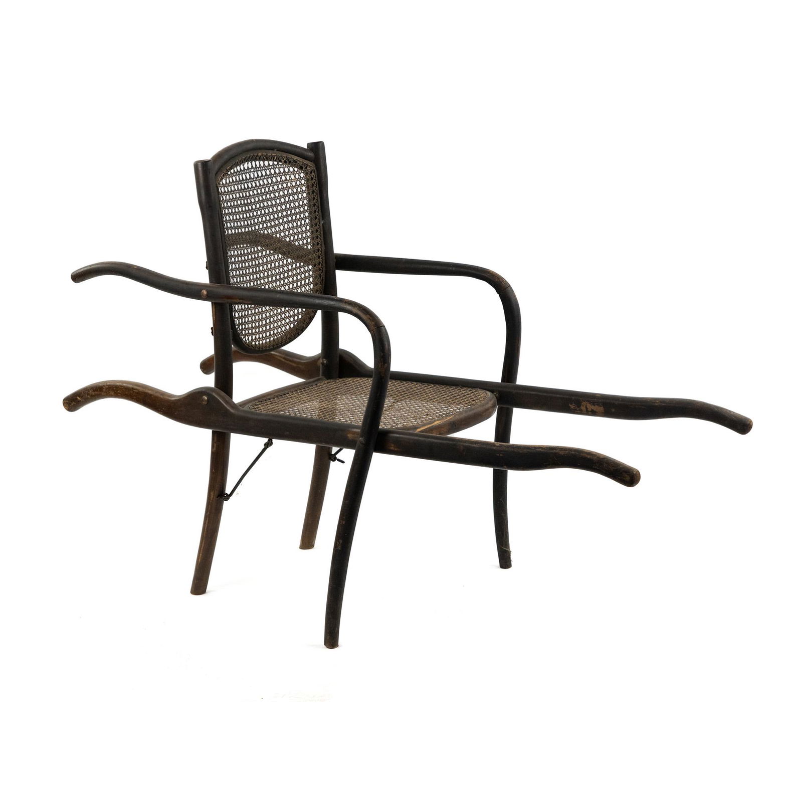 Rare Michael Thonet Sedan Chair: An antique Michael Thonet (German, 1796-1871) sedan chair having a cane back and seat with wood frame. Round wooden handholds are attached to allow the carrying of the seat's occupant. SHIPPING Atlant