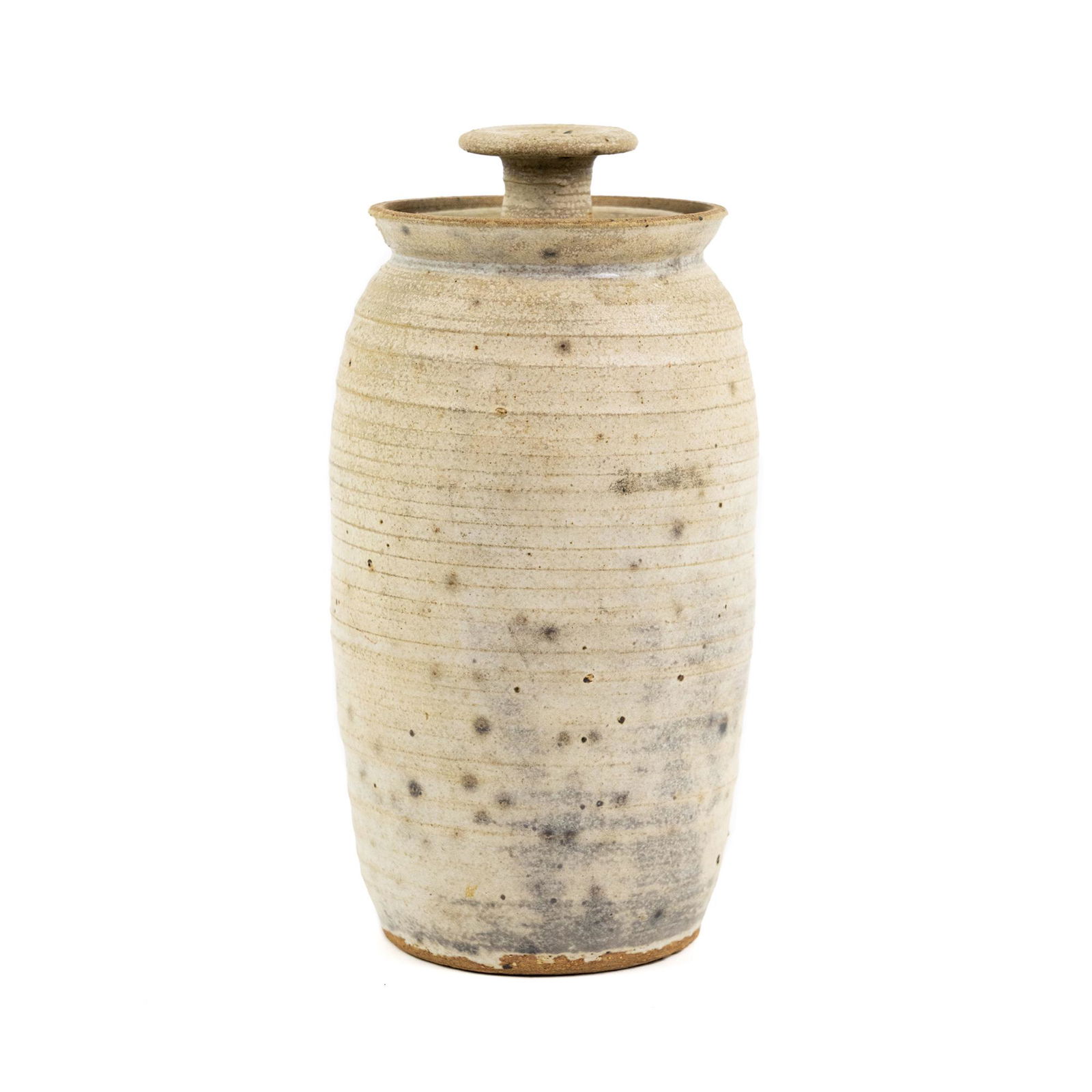Mottled Earthenware Lidded Urn (1 of 7)