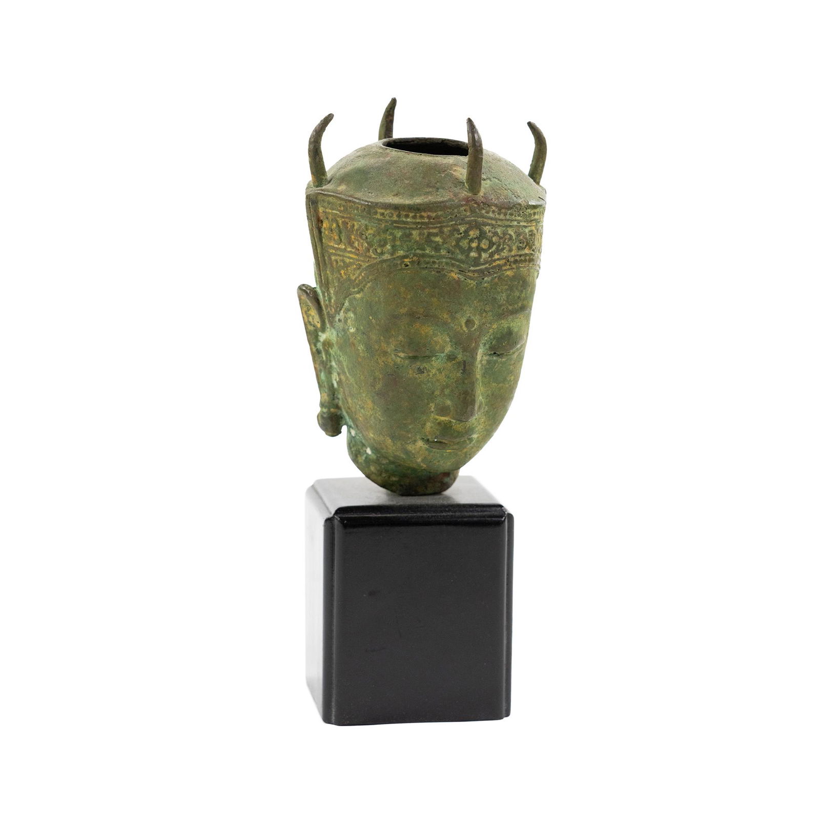 Bien Hoa Verdigris Bronze Siamese Buddha Head (1 of 7)