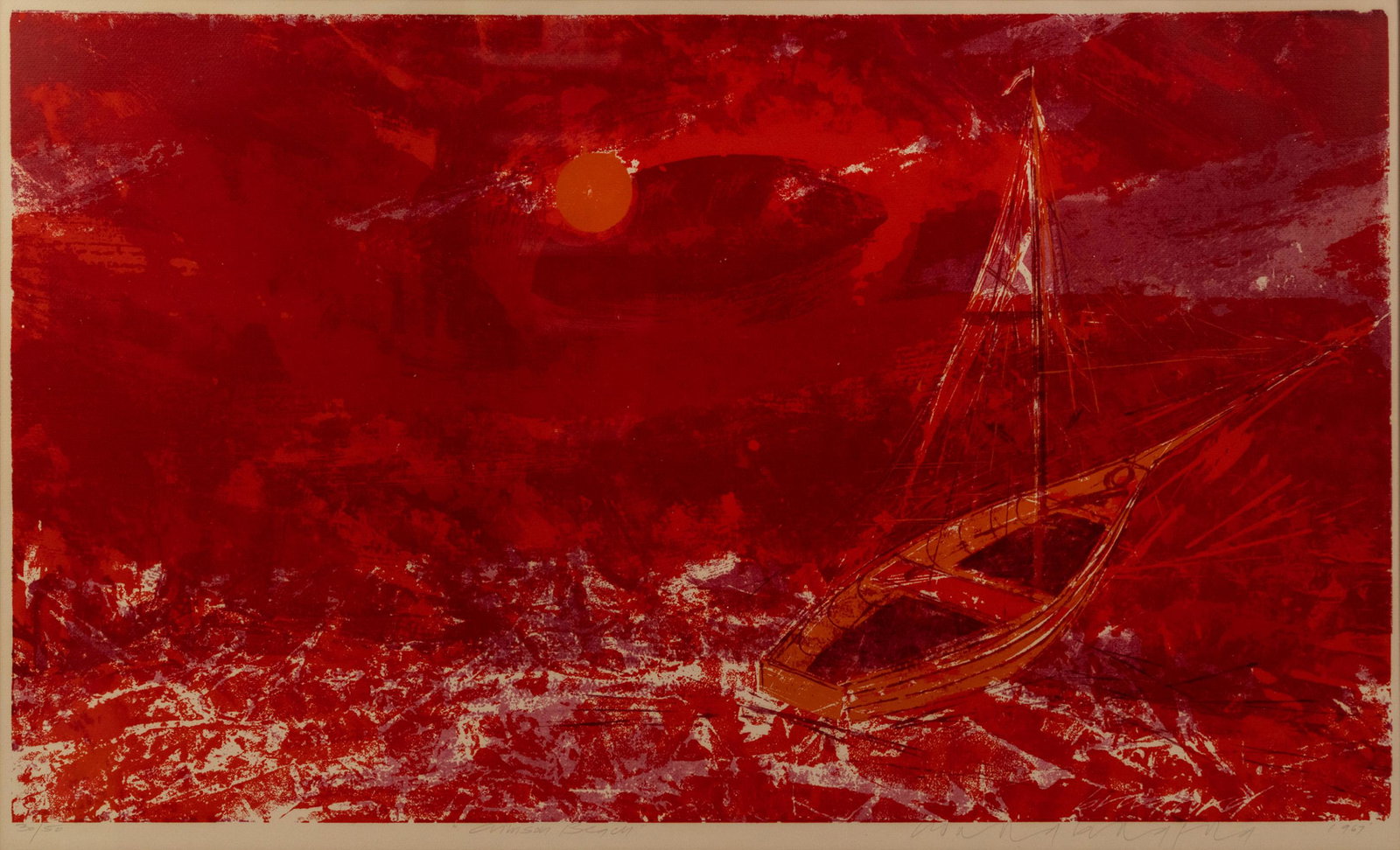 Howard Bradford 'Crimson Beach' Limited Lithograph (1 of 12)
