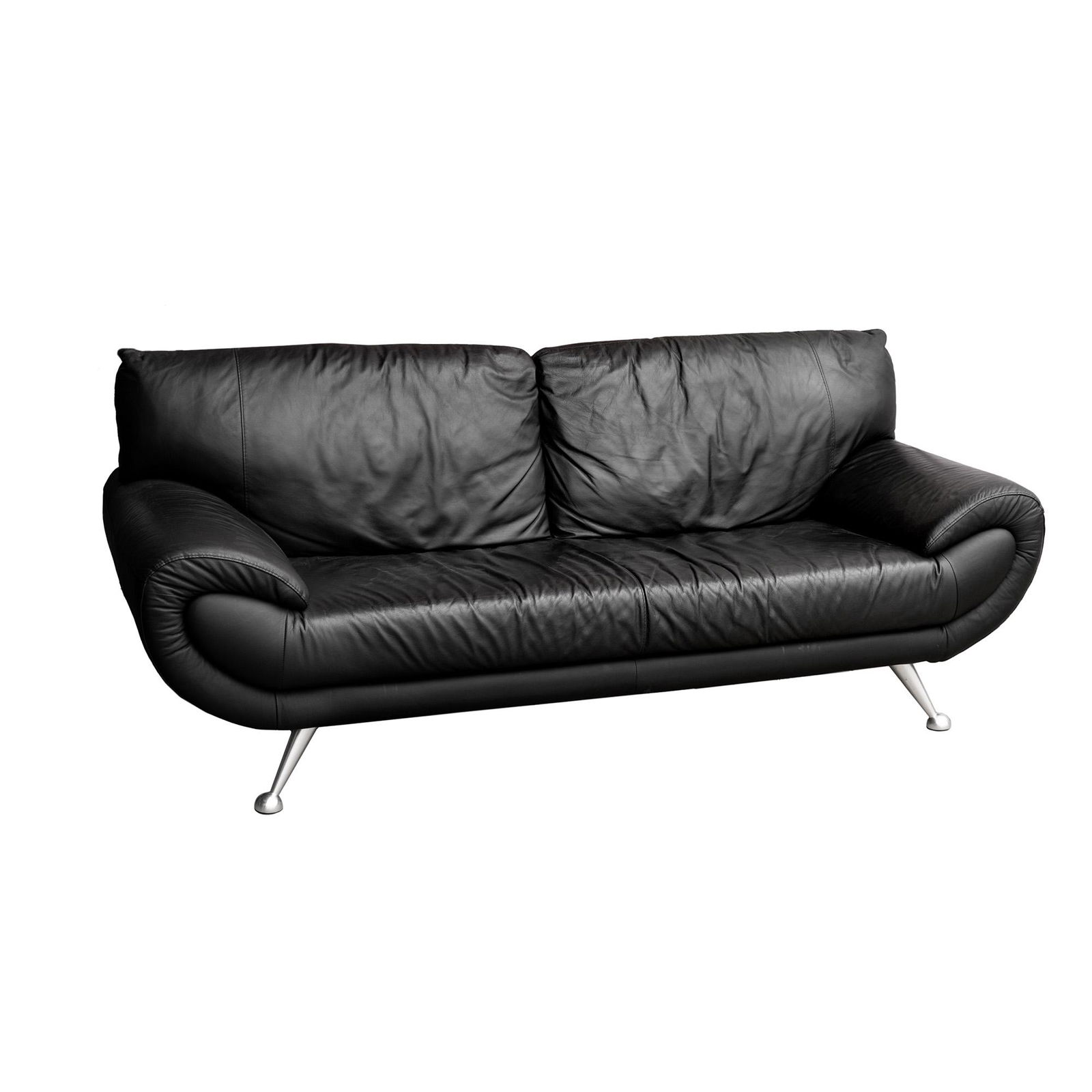 Nicoletti Home Italian Black Leather Sofa (1 of 12)