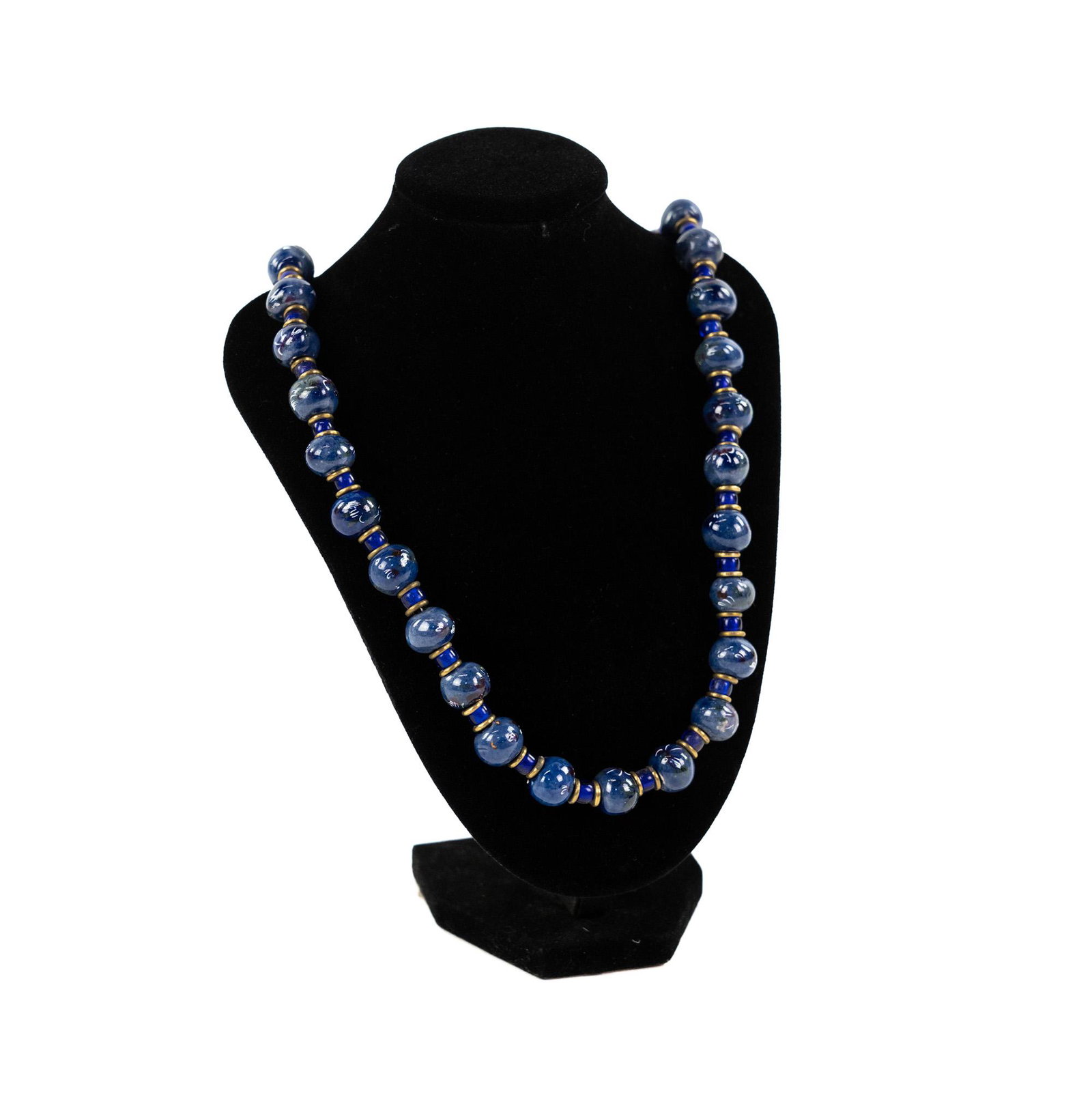 Navajo Hand Painted Lapis Lazuli Beaded Necklace (1 of 6)