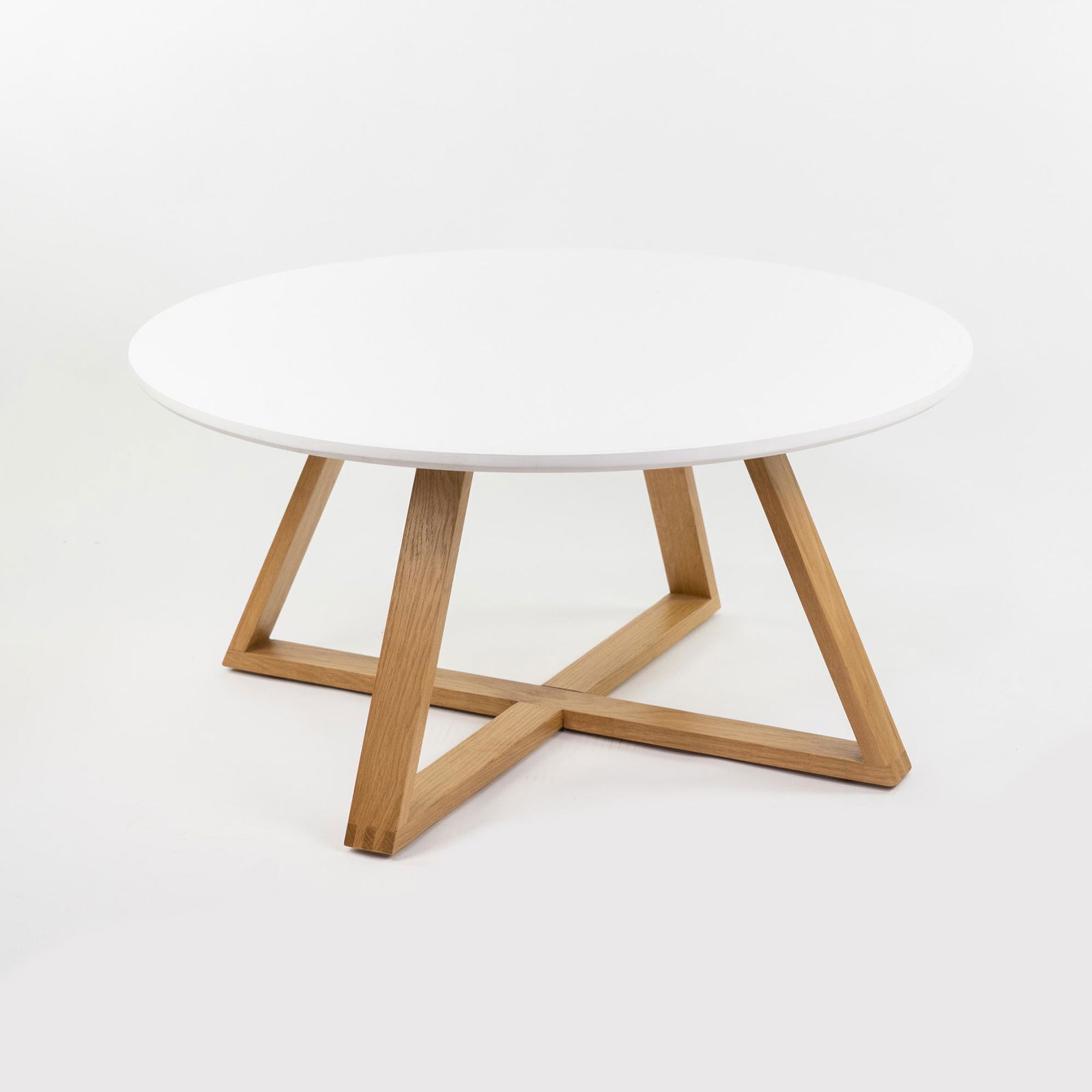 White Laminate Round Top Coffee Table on Angled Legs (1 of 10)