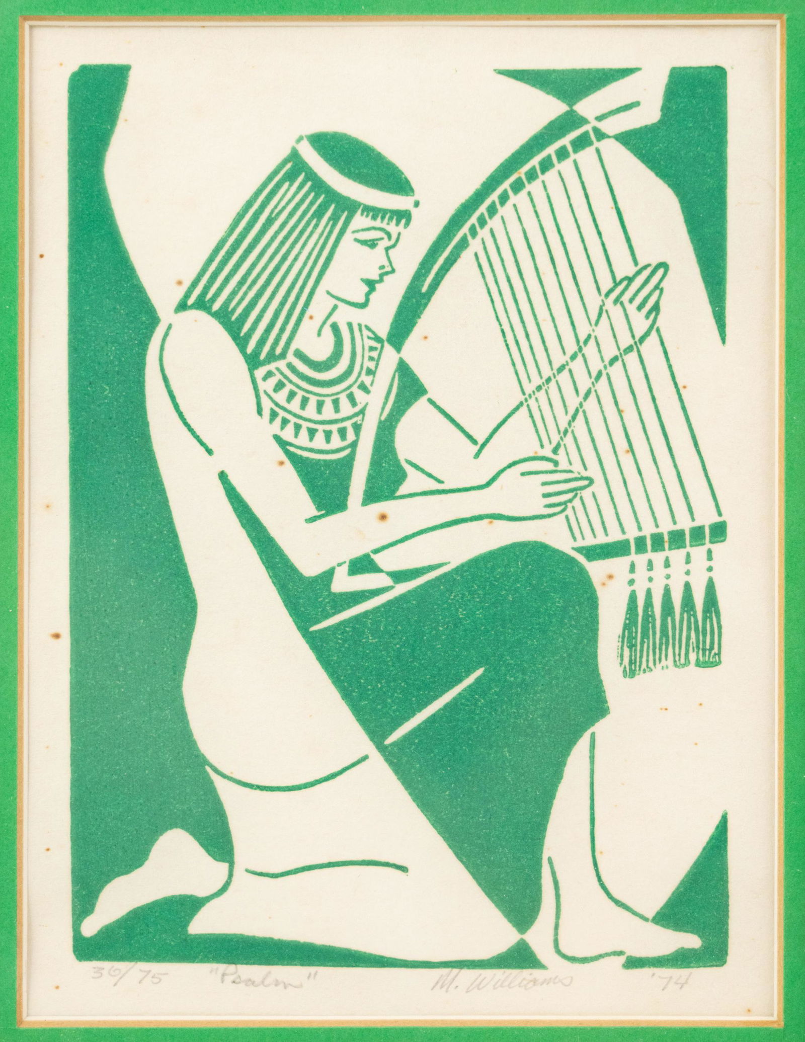 M Williams 'Psalm' Egyptian Harp Player Lithograph Print (1 of 8)