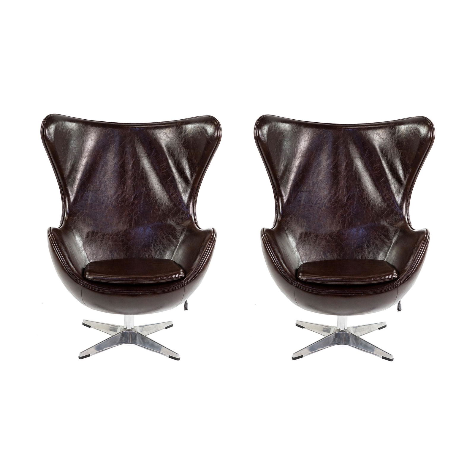 (2) Dark Brown Leather Egg Chairs - a Pair (1 of 17)