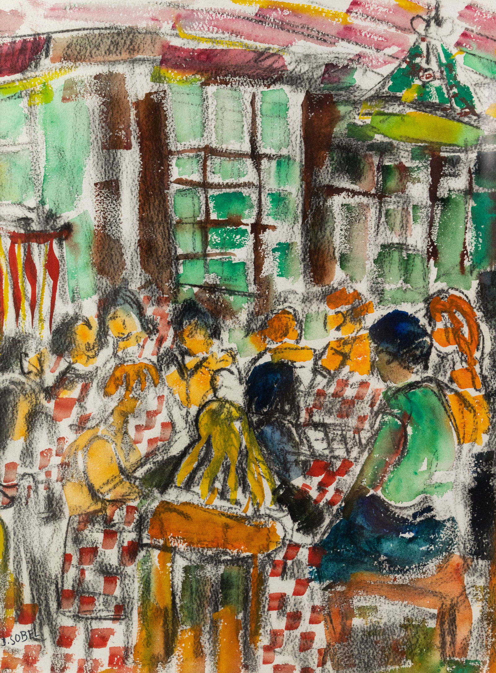 Jehudith Sobel Interior Scene Watercolor Painting (1 of 16)