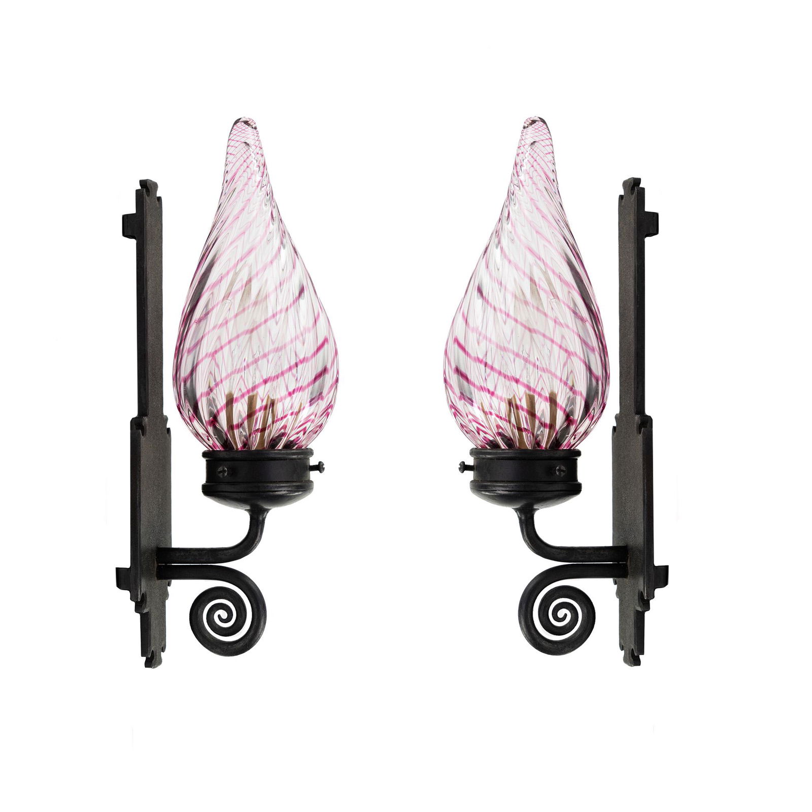 (2) Handblown Murano Style Glass and Bronze Sconces (1 of 12)