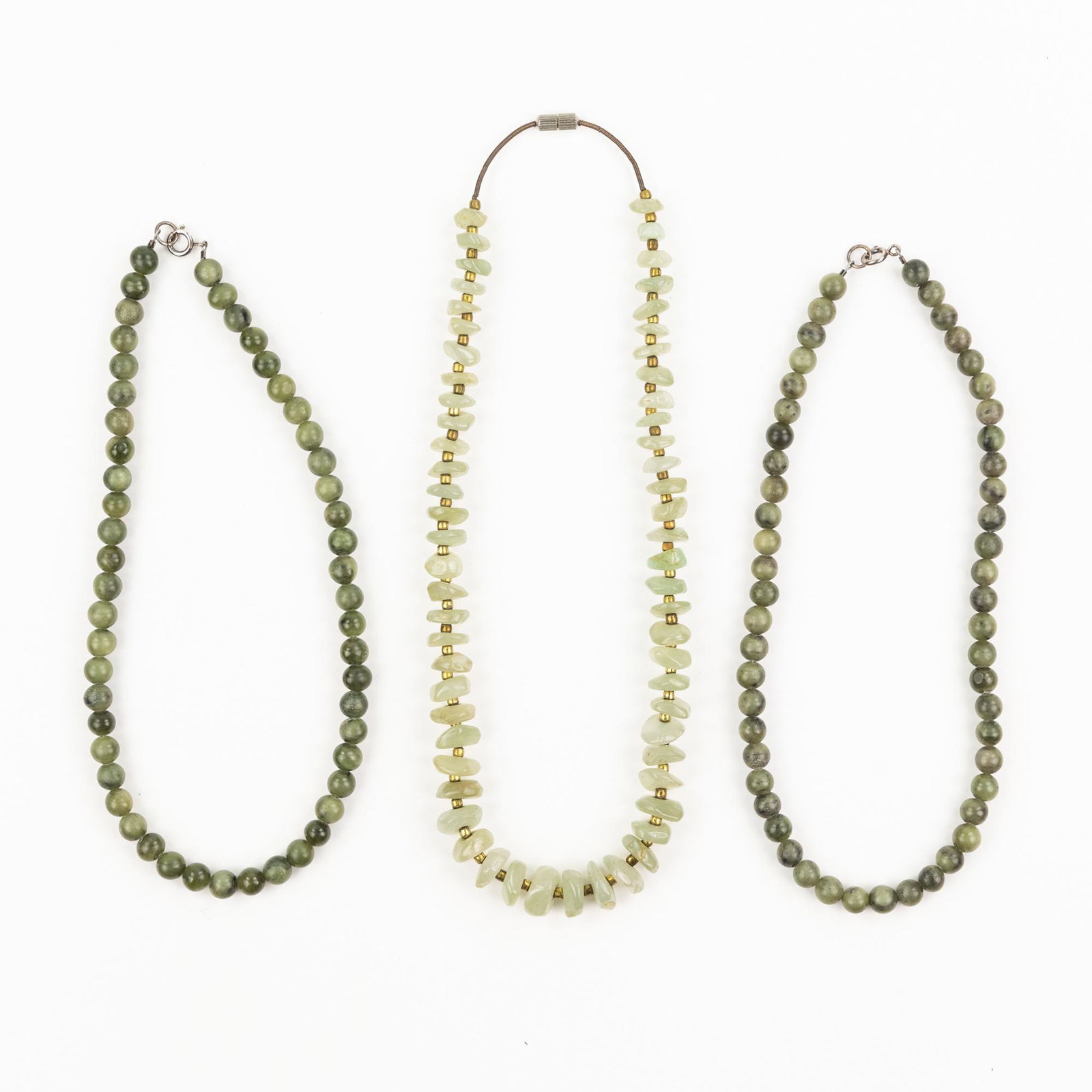 (3) Jade Hardstone Beaded and Natural Necklaces (1 of 5)