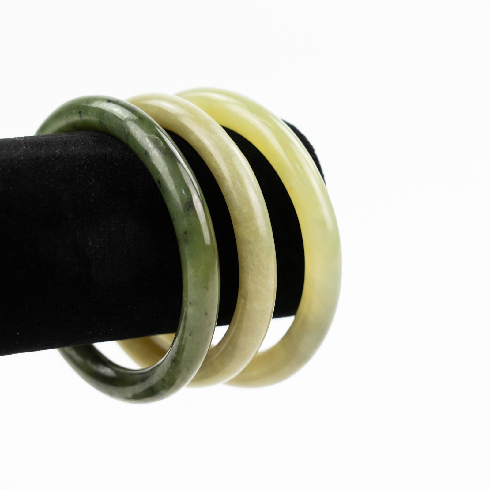 (3) Jade Hardstone Bangle Bracelets (1 of 4)