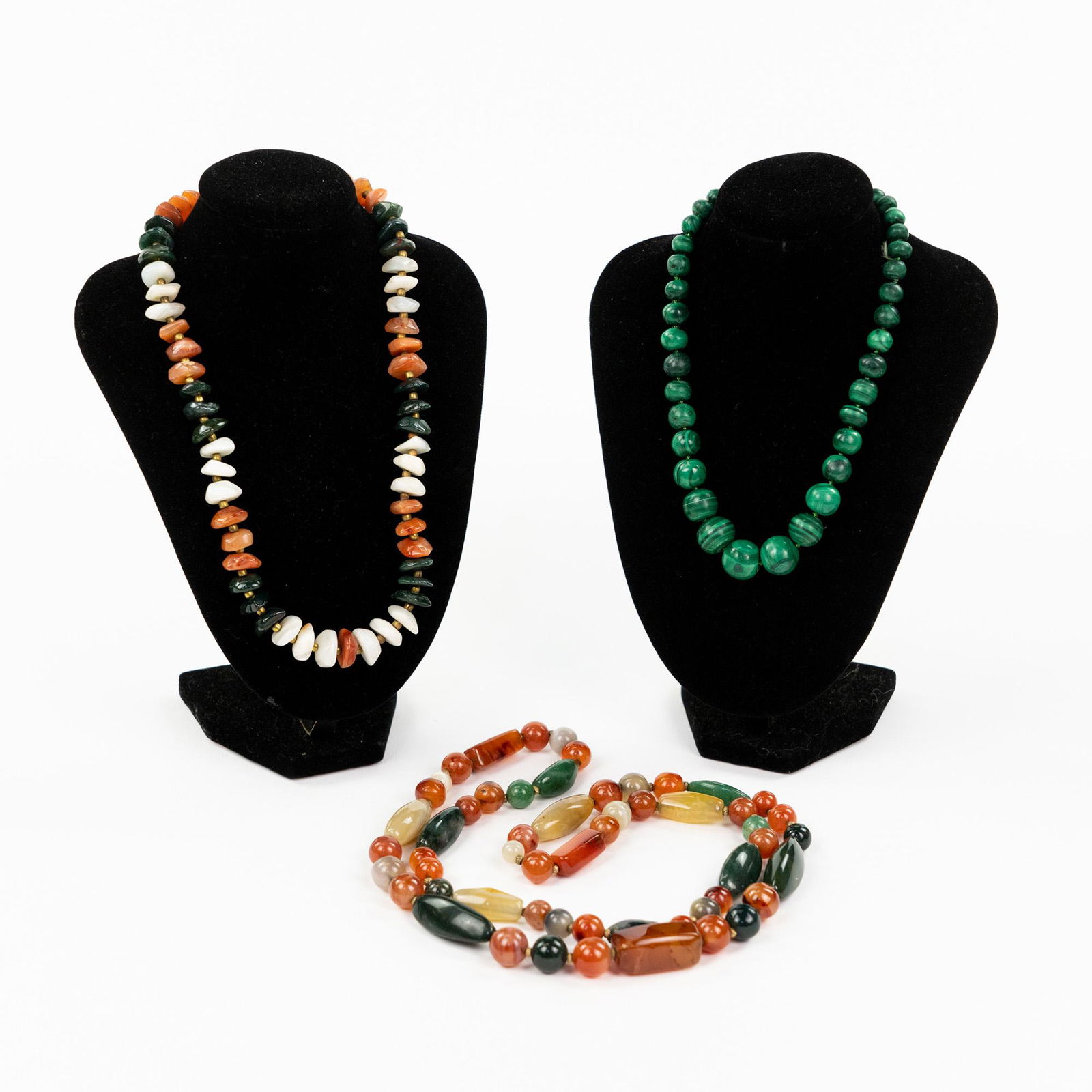 (3) Agate and Malachite Necklaces (1 of 7)