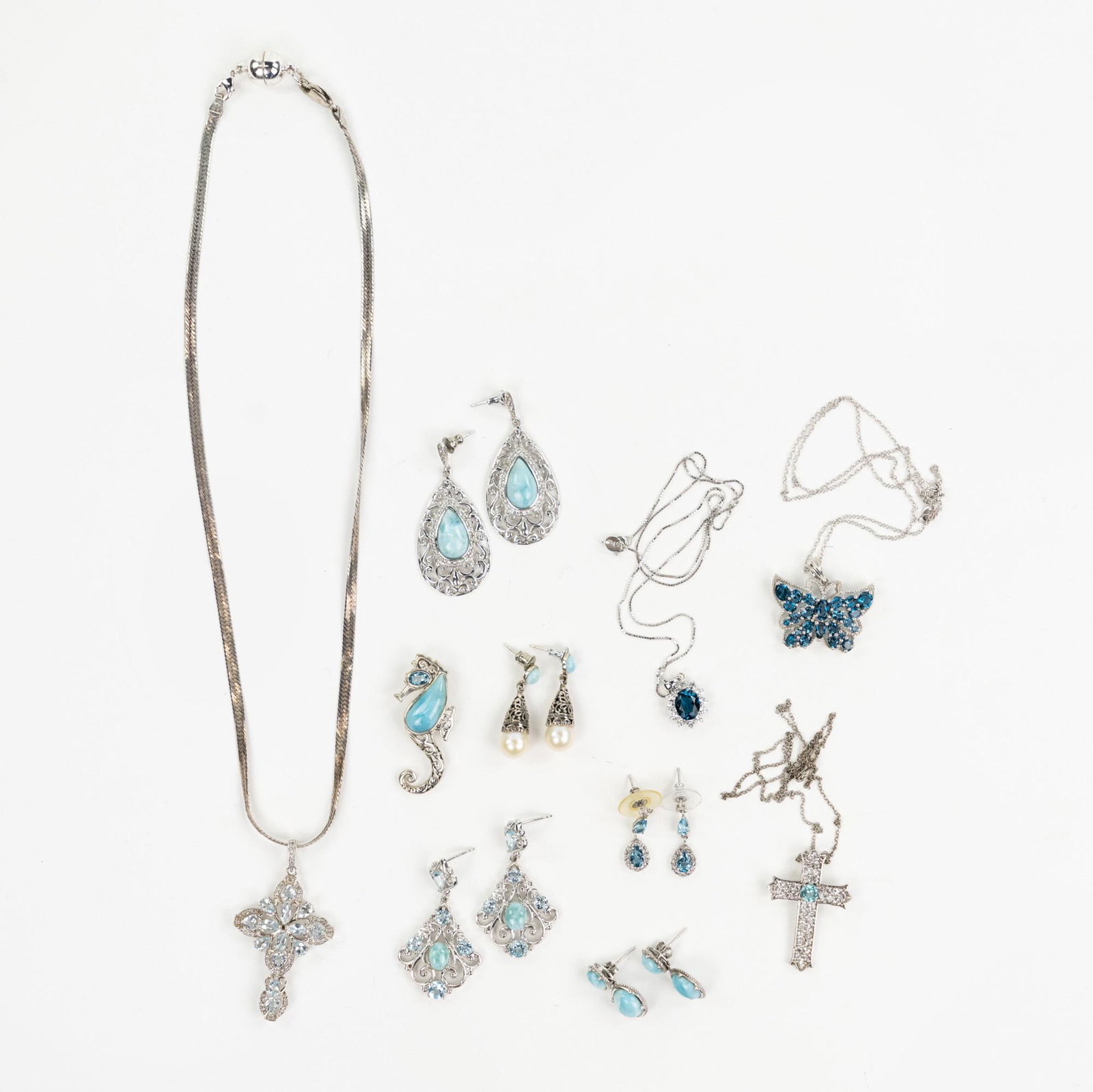 (10) Group of Aquamarine Larimar and Blue Topaz Jewelry (1 of 12)