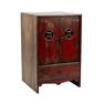 Chinese Red Lacquered Elm Side Table Cabinet