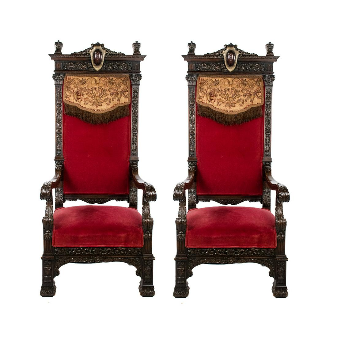 (2) Italian Renaissance Style Throne Chairs (1 of 15)