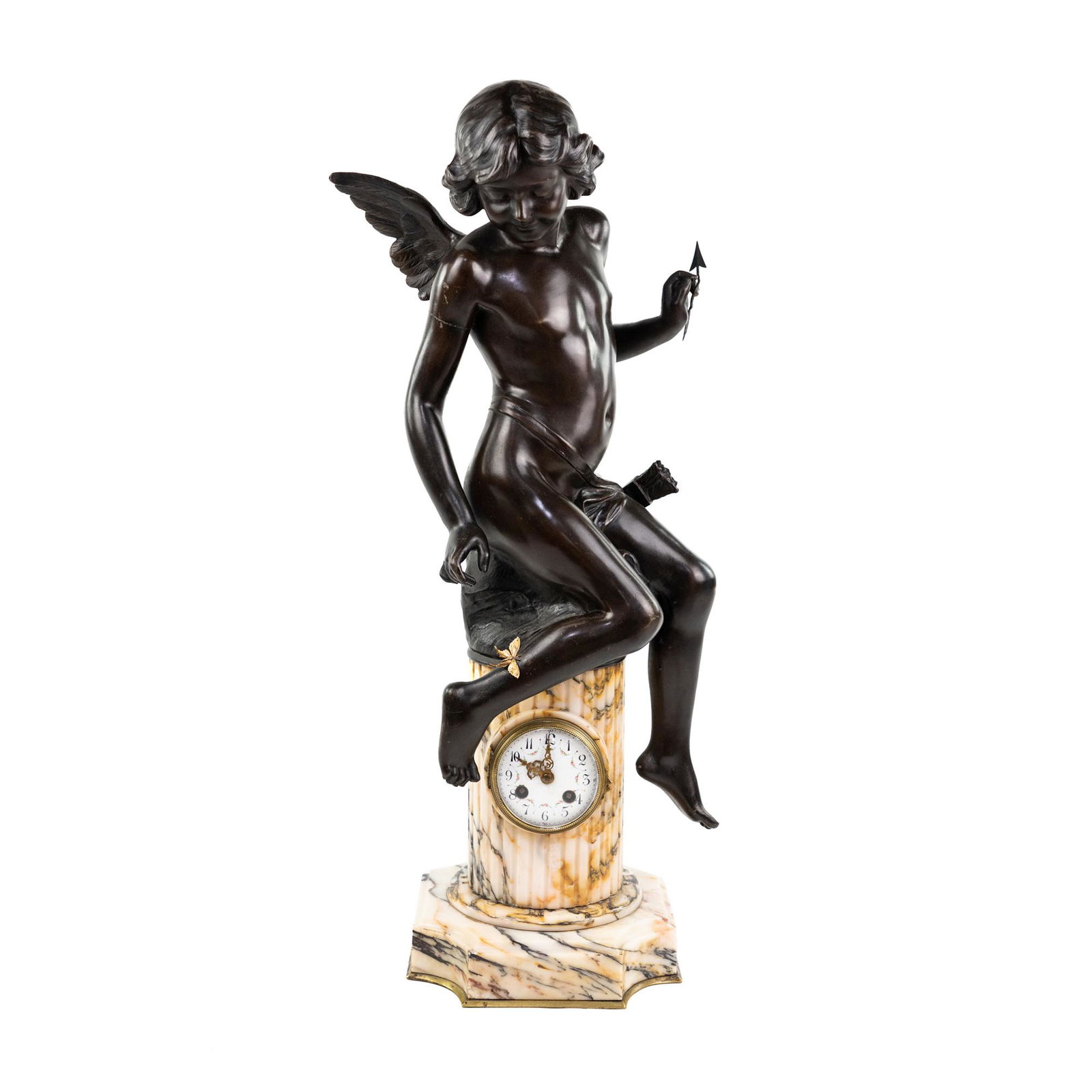 Samuel Marti Bronze 'Cupid' Art Nouveau Drum Clock (1 of 20)