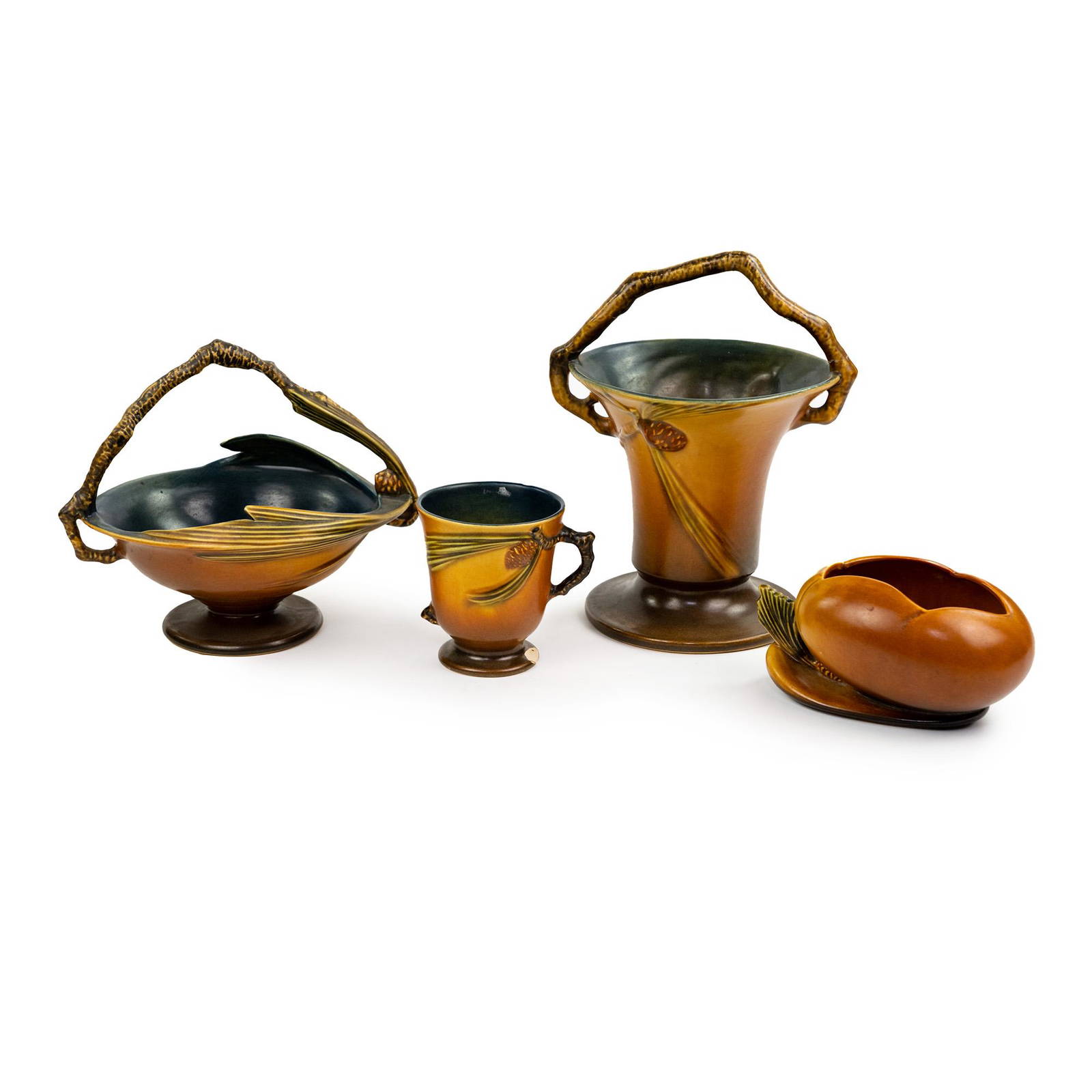 (4) Group Of Roseville Pinecone Art Pottery Auction