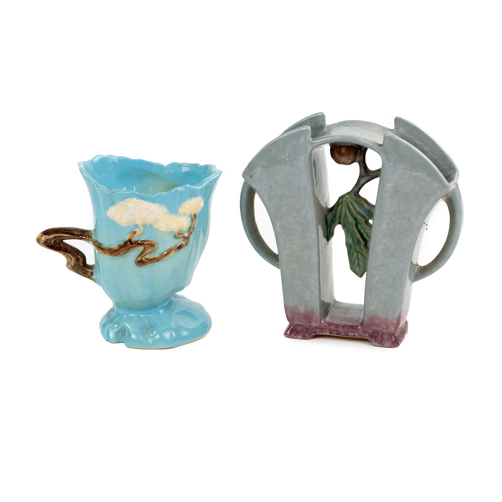 (2) Roseville Pottery Vases Incl Ming Tree & Artwood (1 of 9)