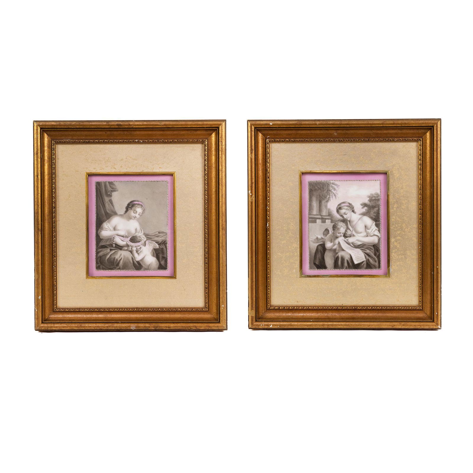 (2) Limoges Grisaille 'Venus & Cupid' Porcelain Plaques (1 of 17)